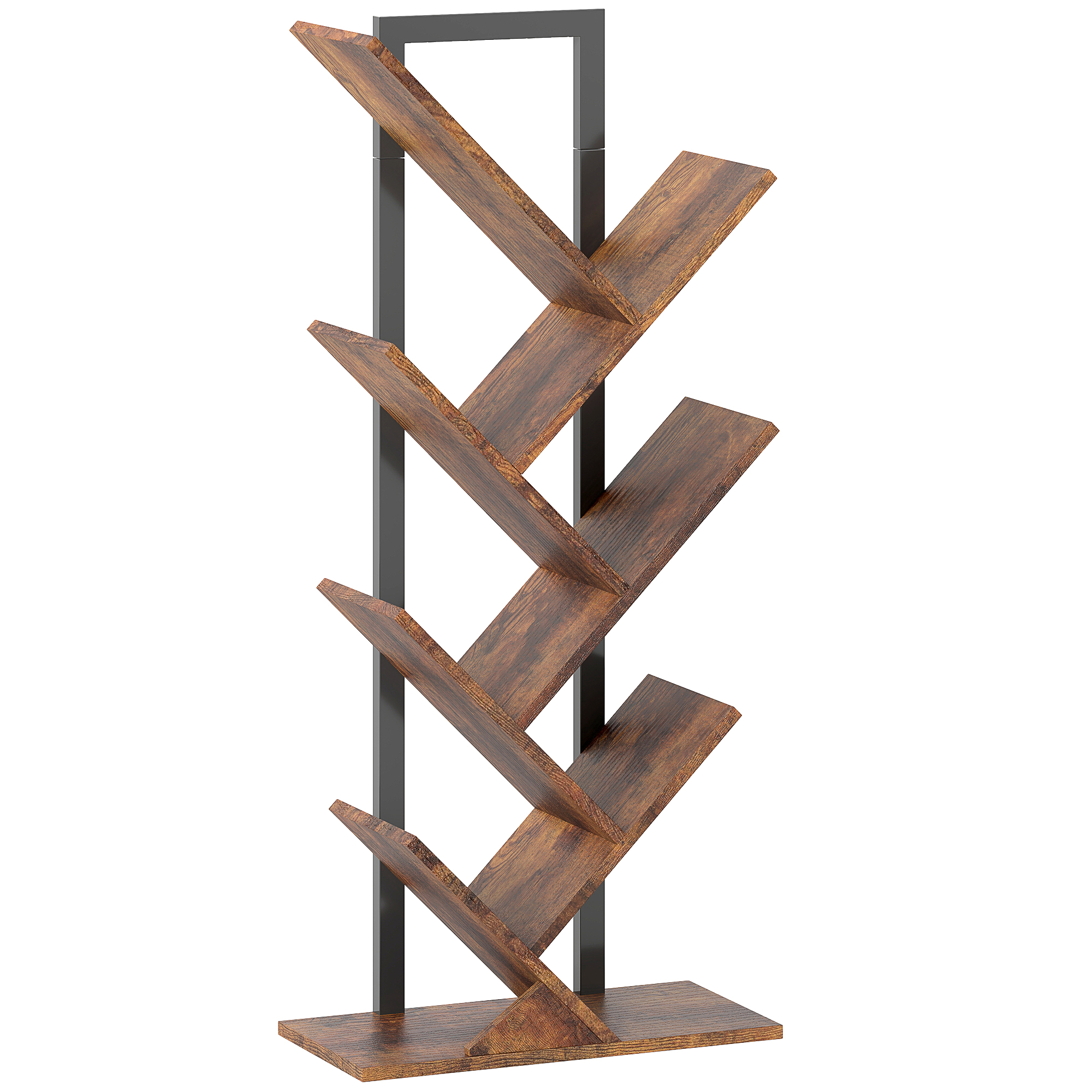 Knygų stovas 50 x 24 x 109 cm ruda/juoda