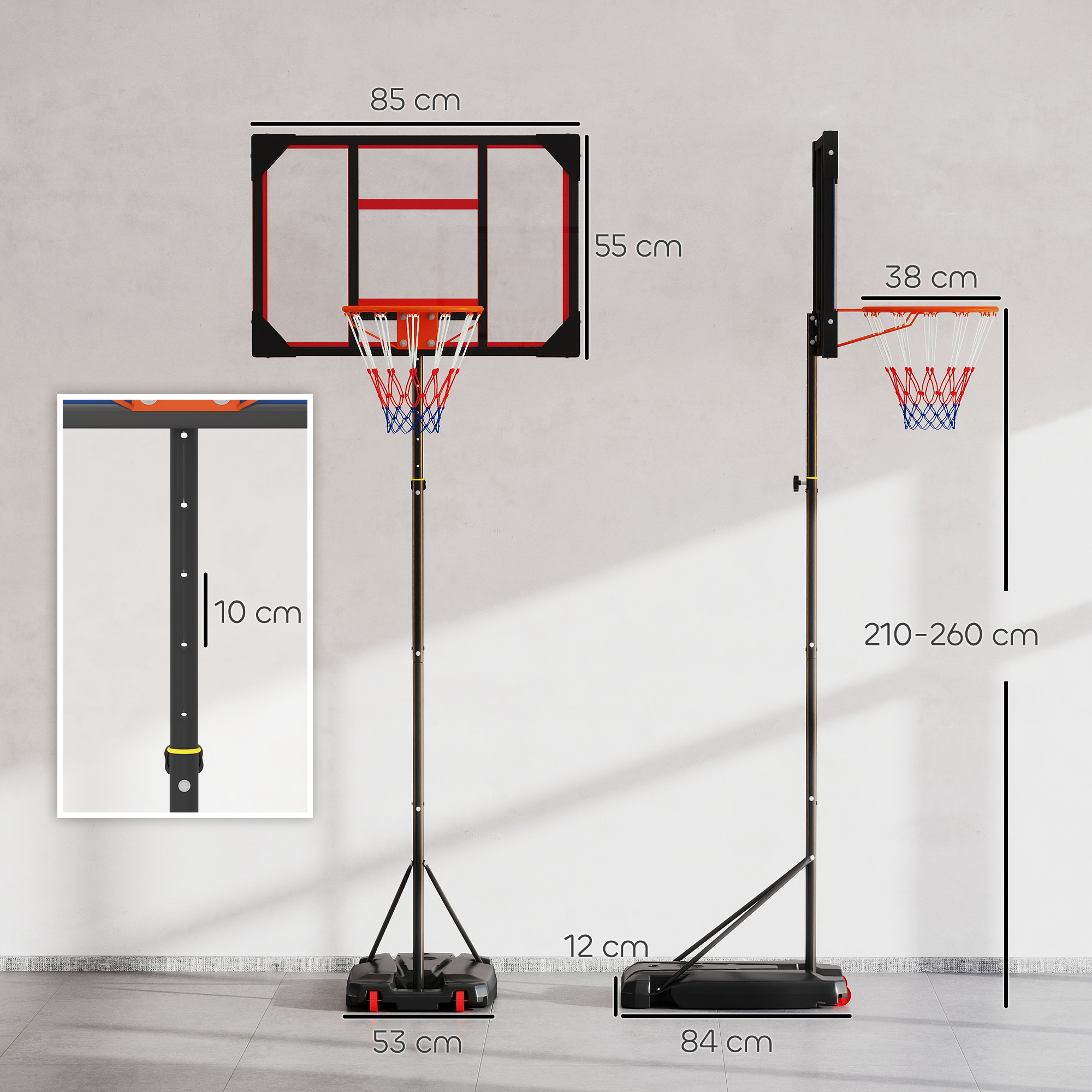 Vaikiškas krepšinio lankas 210–260 cm 2