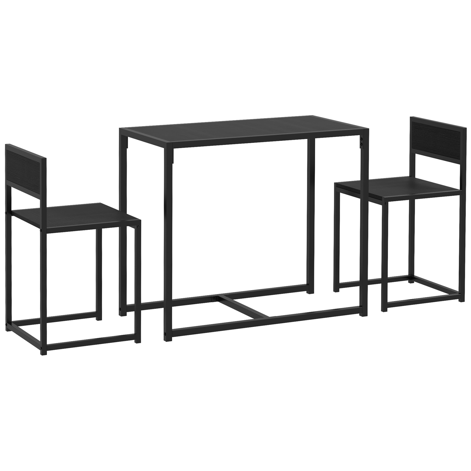 Valgomojo stalo komplektas, 3 dalių, juodas, 90 × 47 × 76 cm