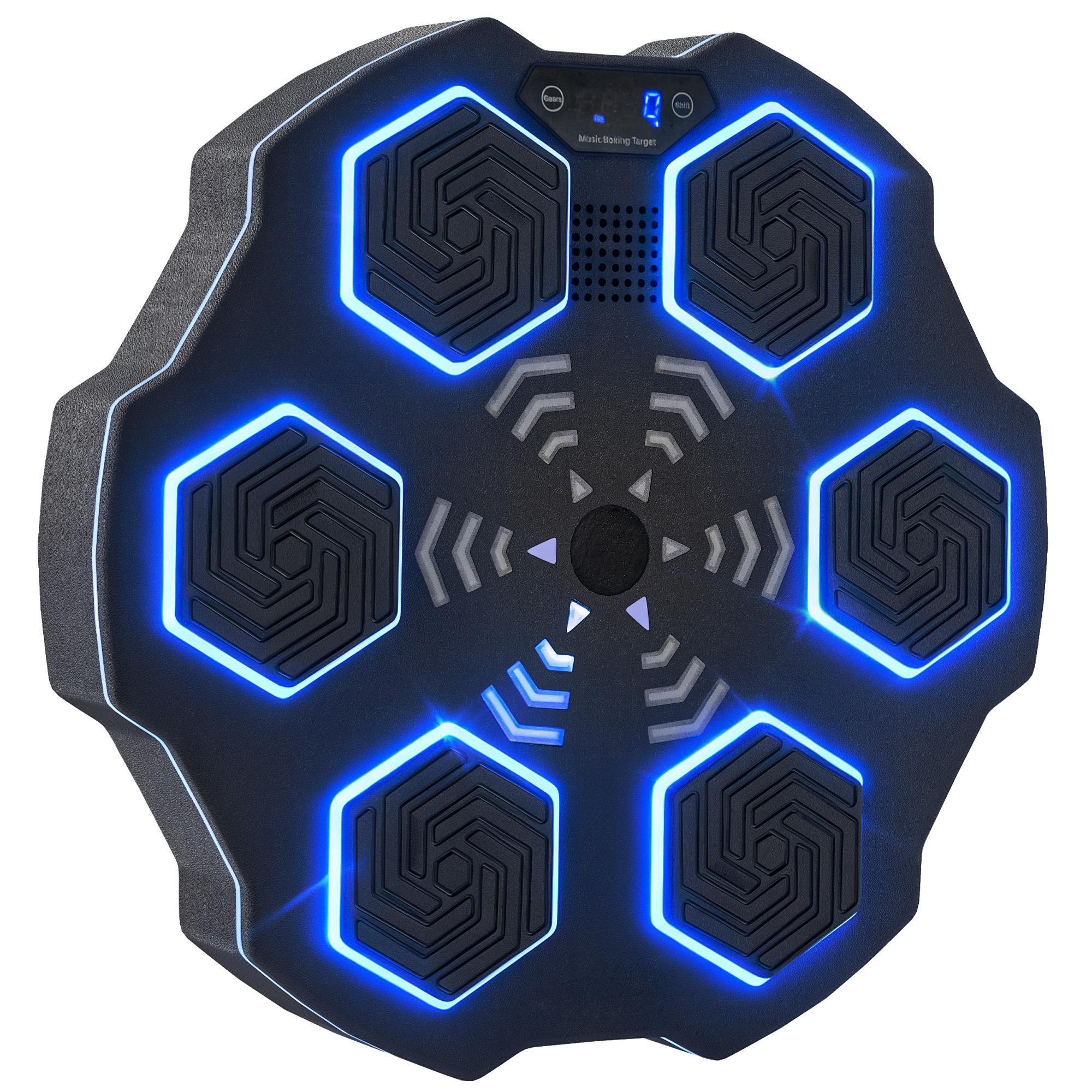 Sieninis muzikinis bokso treniruoklis su Bluetooth ir 9 greičiais, juodas, 44 x 44 x 8 cm