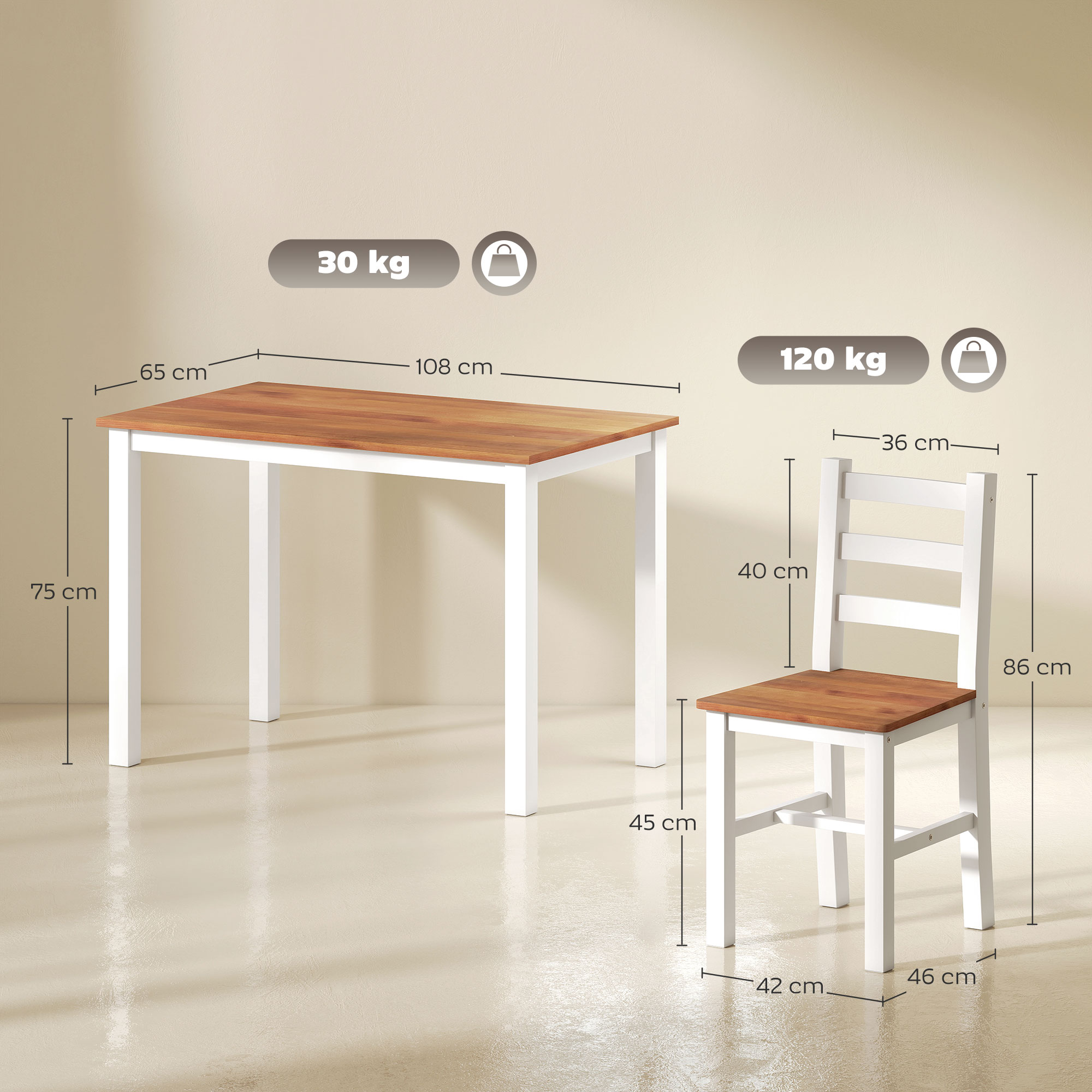Valgomojo komplektas 108×65×75 cm 5 vnt. 2