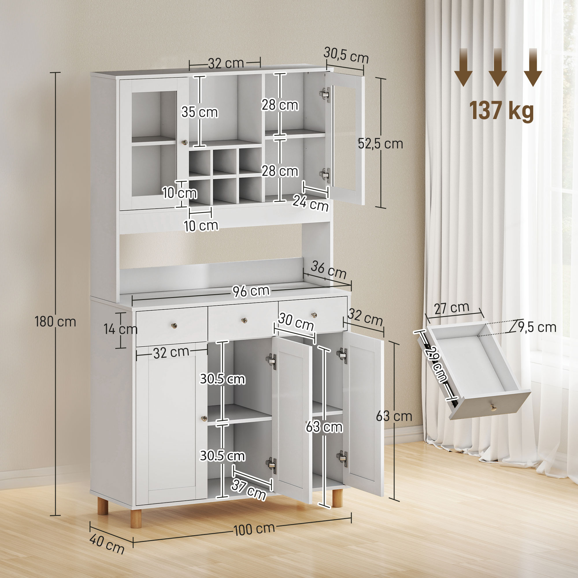 Virtuvės spintelė 100 × 40 × 180 cm 2