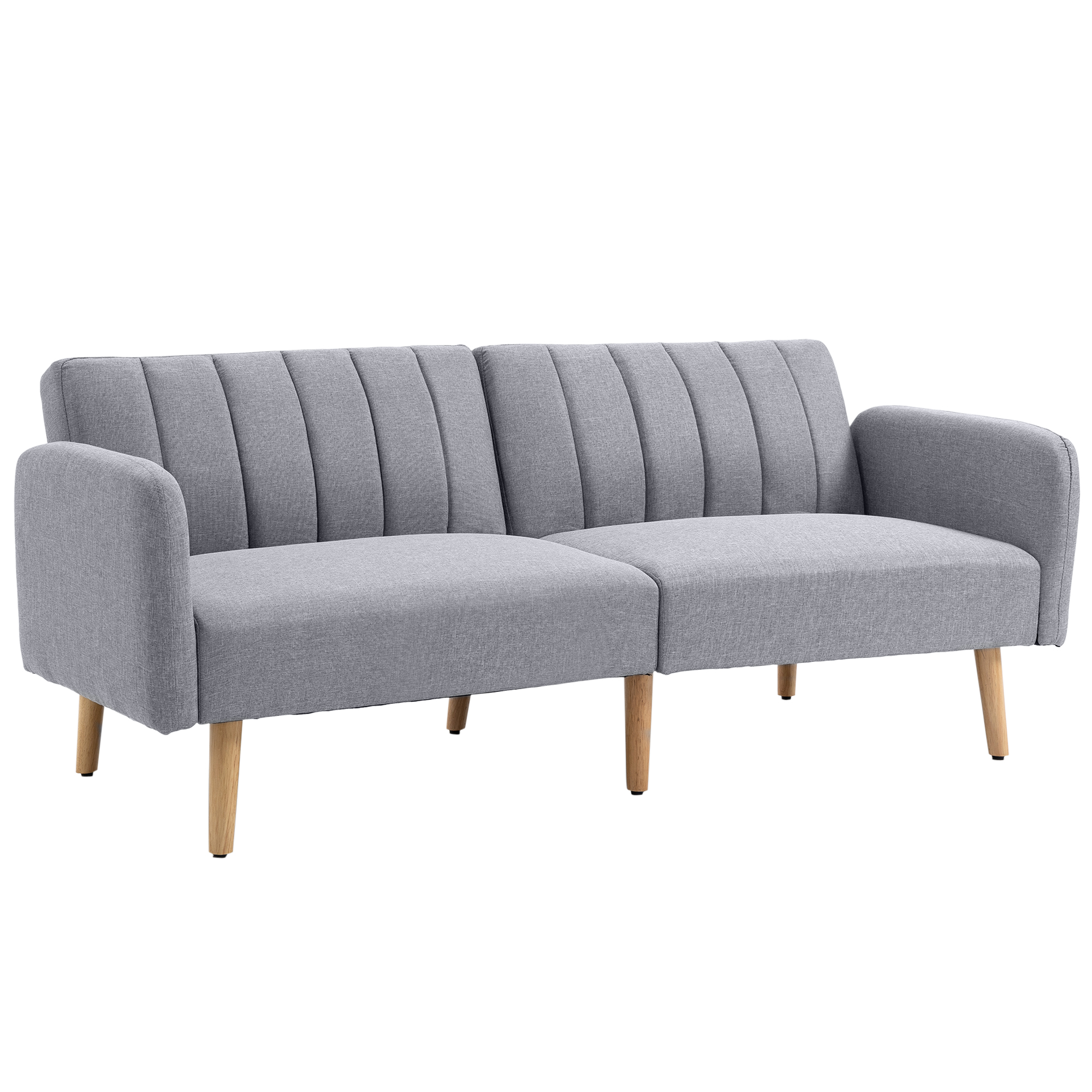 Miegamoji sofa 2 vietų su reguliuojamais atlošais, šviesiai pilka, 173 × 75 × 73 cm