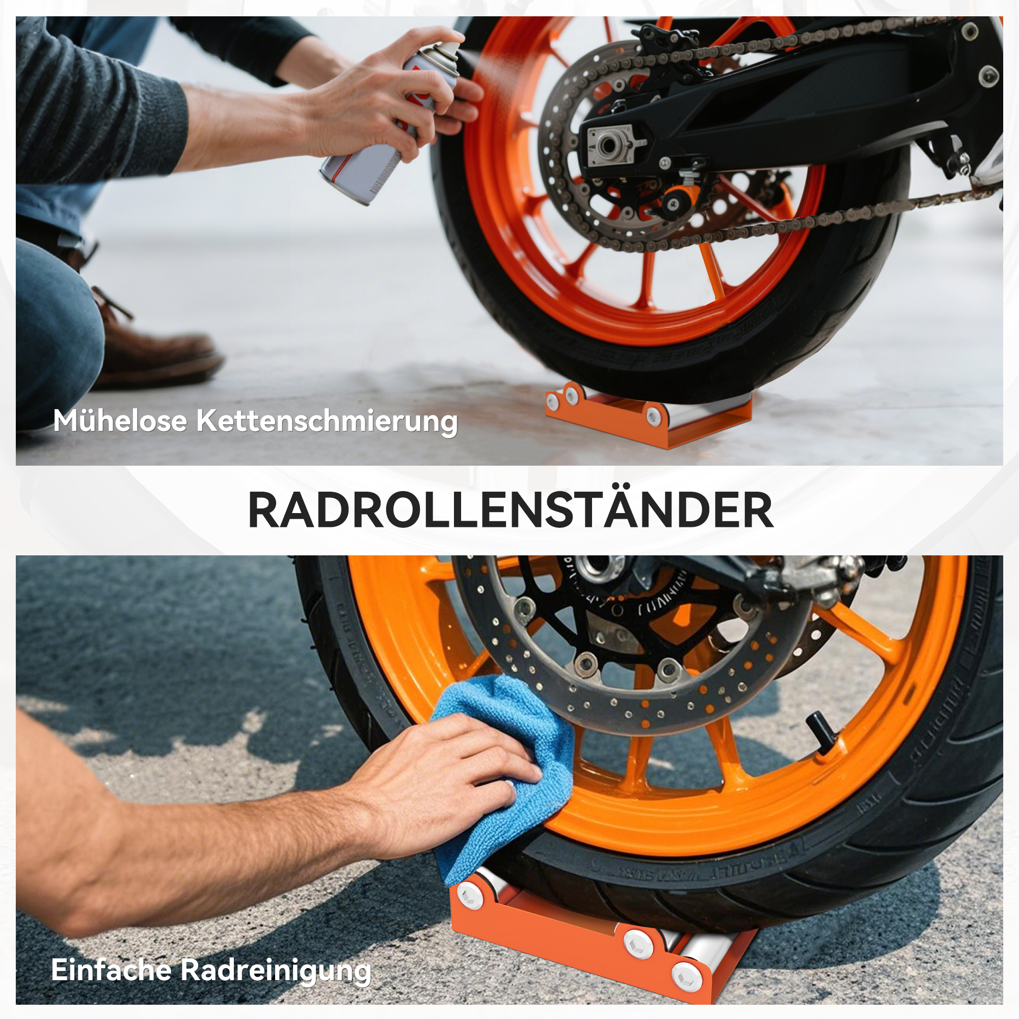 Motociklo ratų stovas oranžinis 3