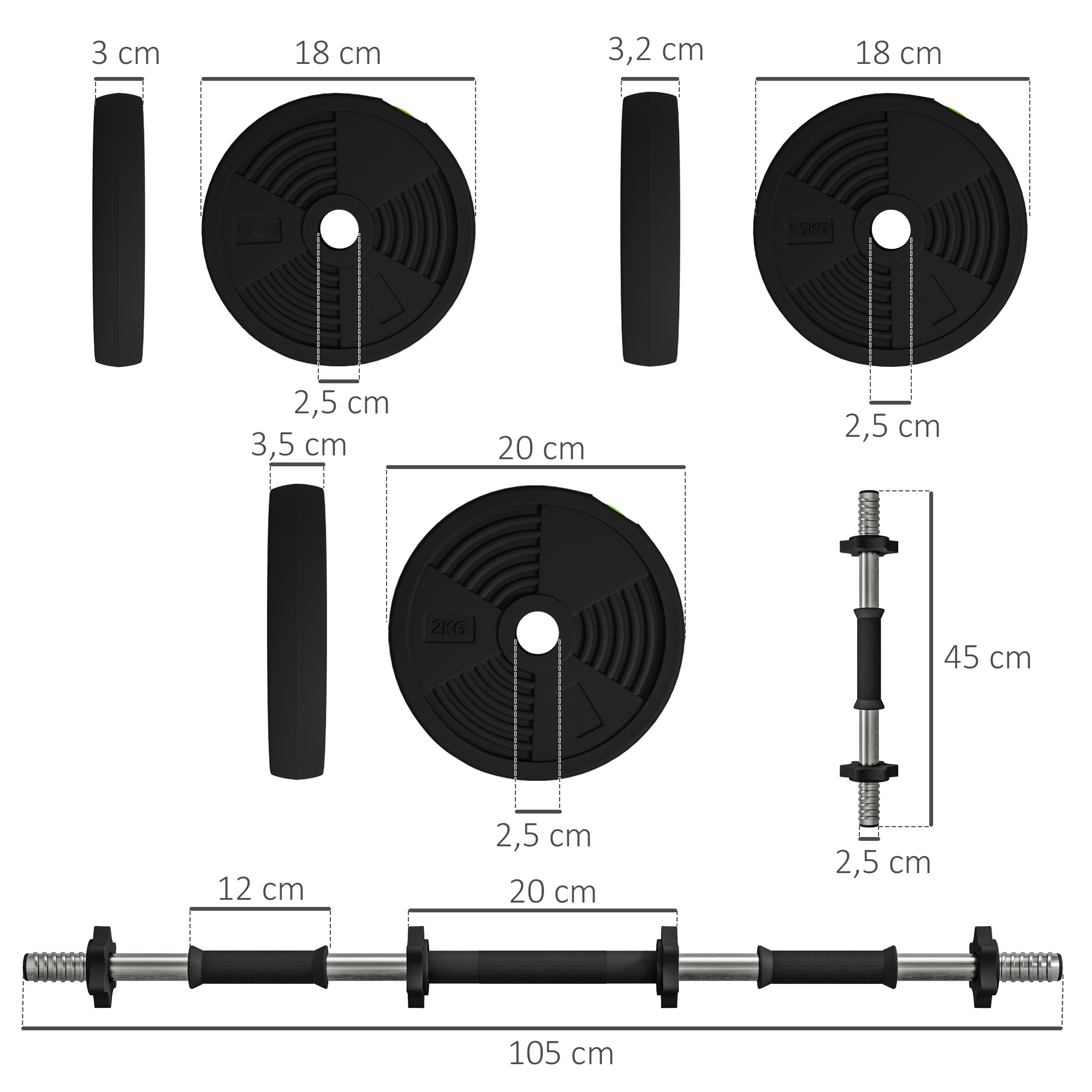 Hantelių rinkinys 20 kg 2