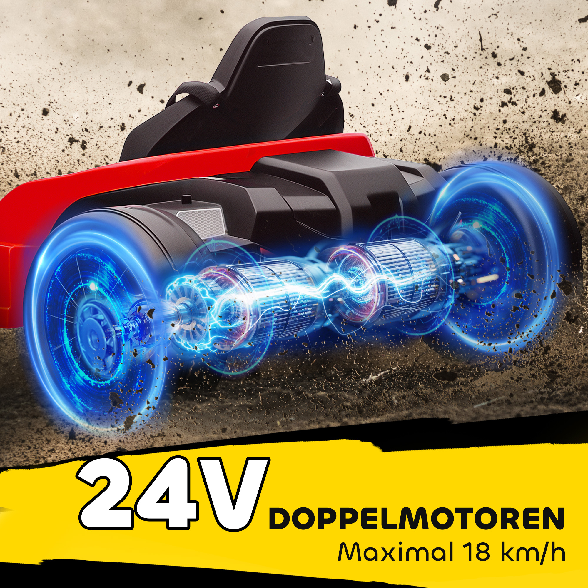 Elektriskais go-karts sarkans 3