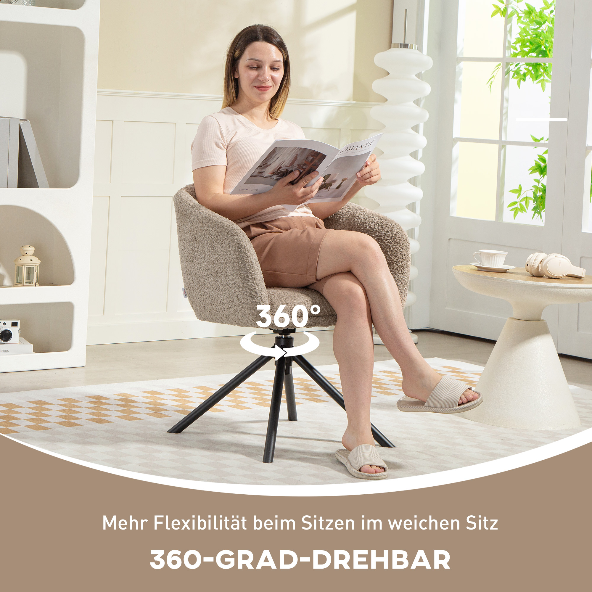 Fotelis šviesiai rudas/juodas 3