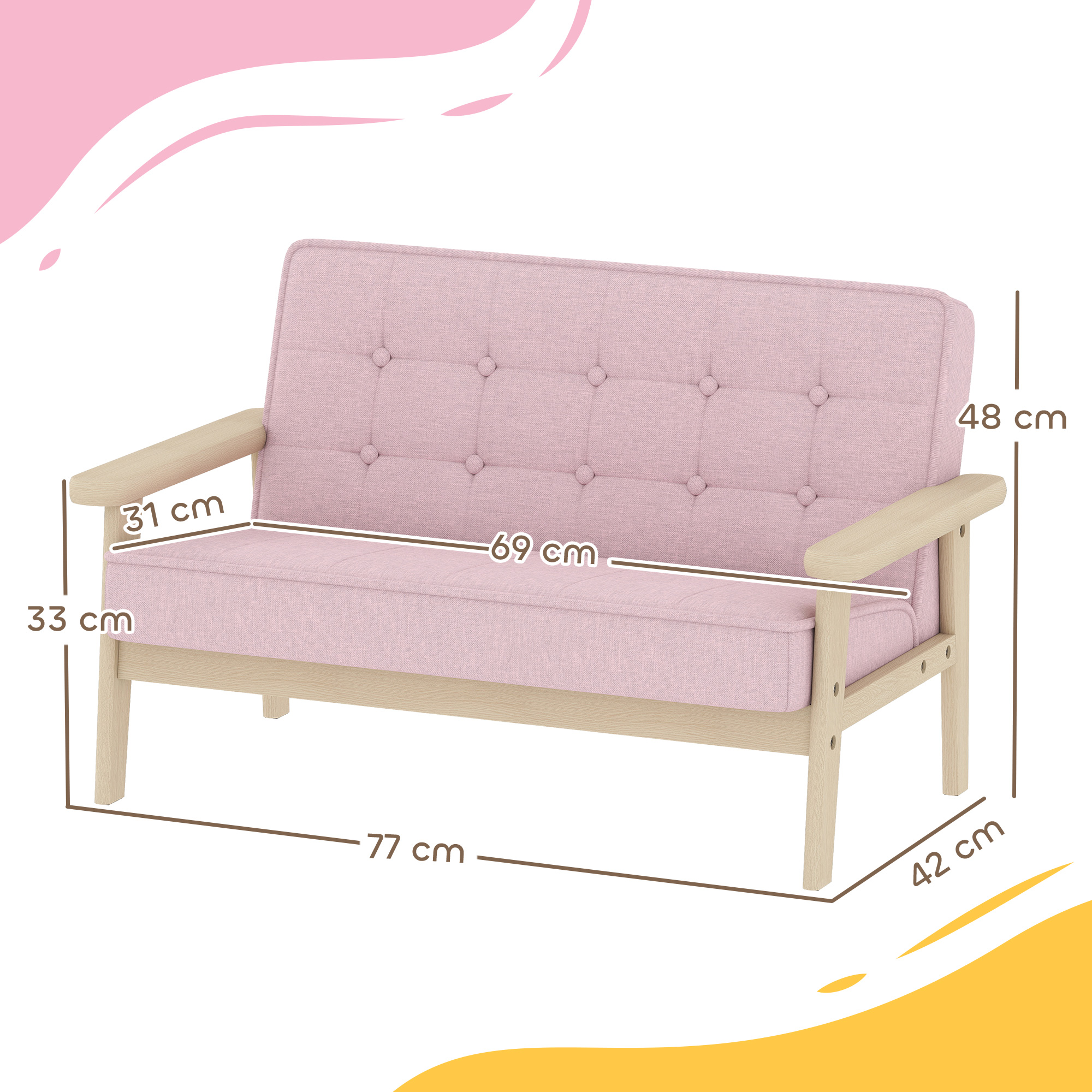 Vaikiška sofa rožinė 2
