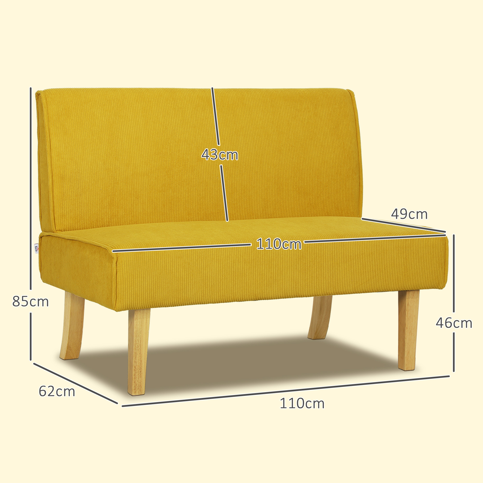 Dvivietė sofa geltona 2