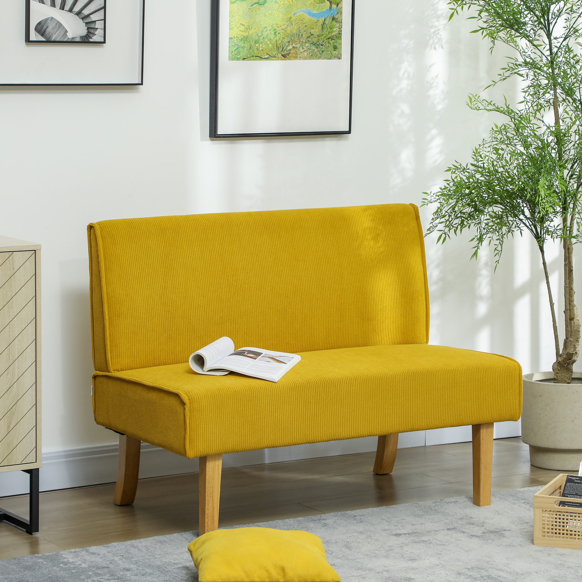 Dvivietė sofa geltona