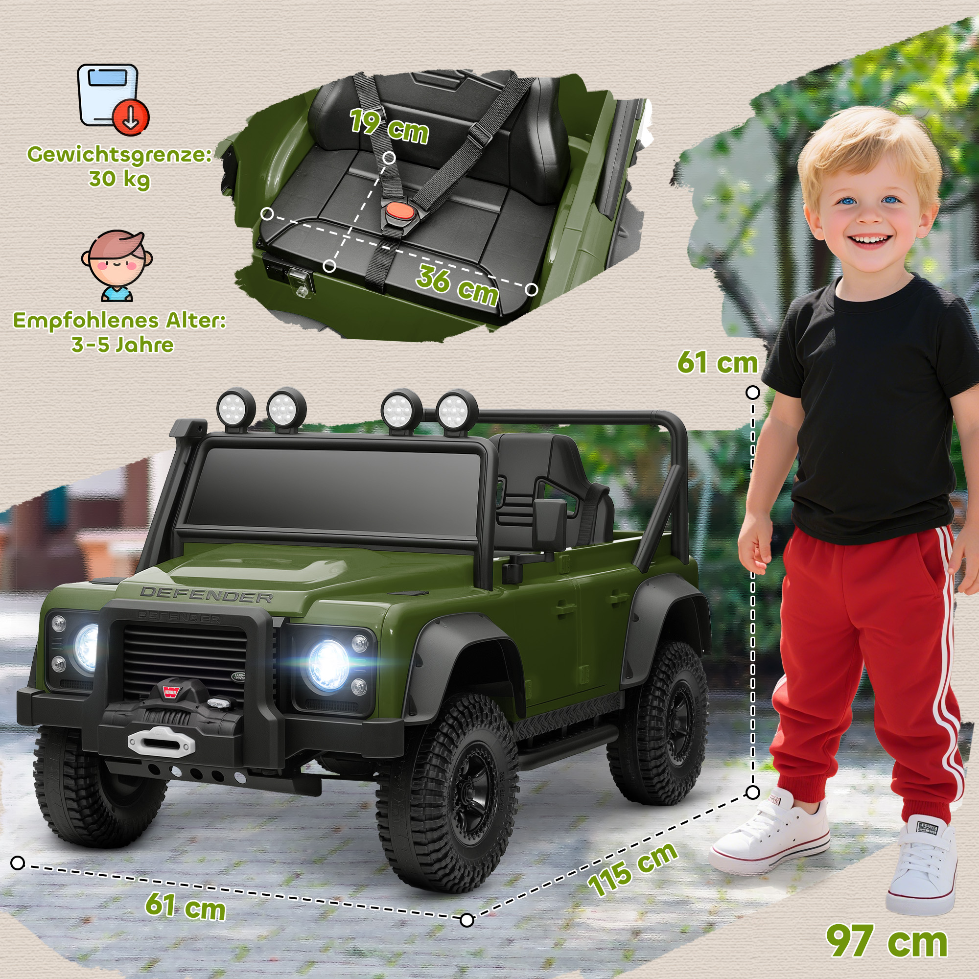 Vaikiškas elektrinis automobilis žalias 2