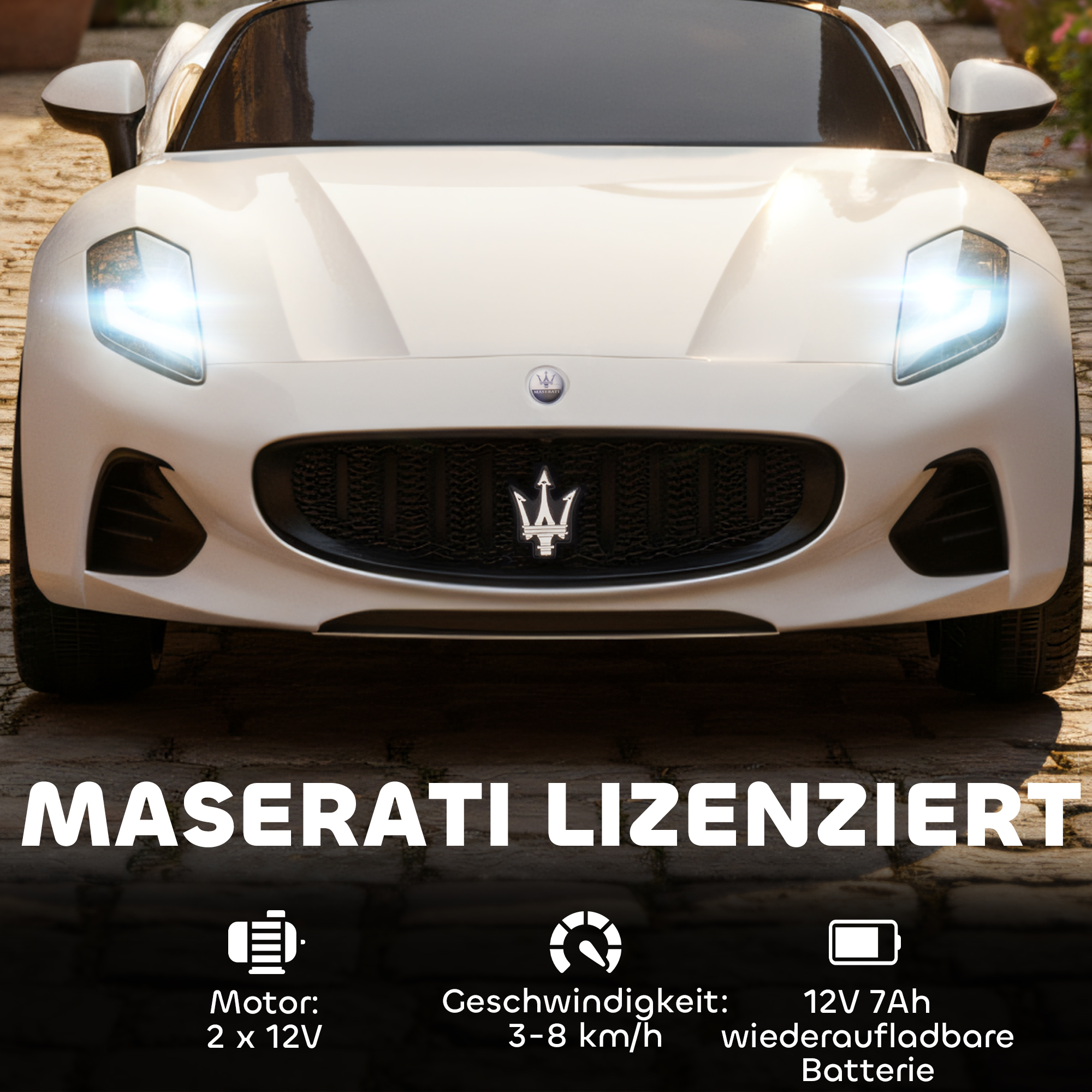 Vaikiškas elektrinis automobilis baltas 3