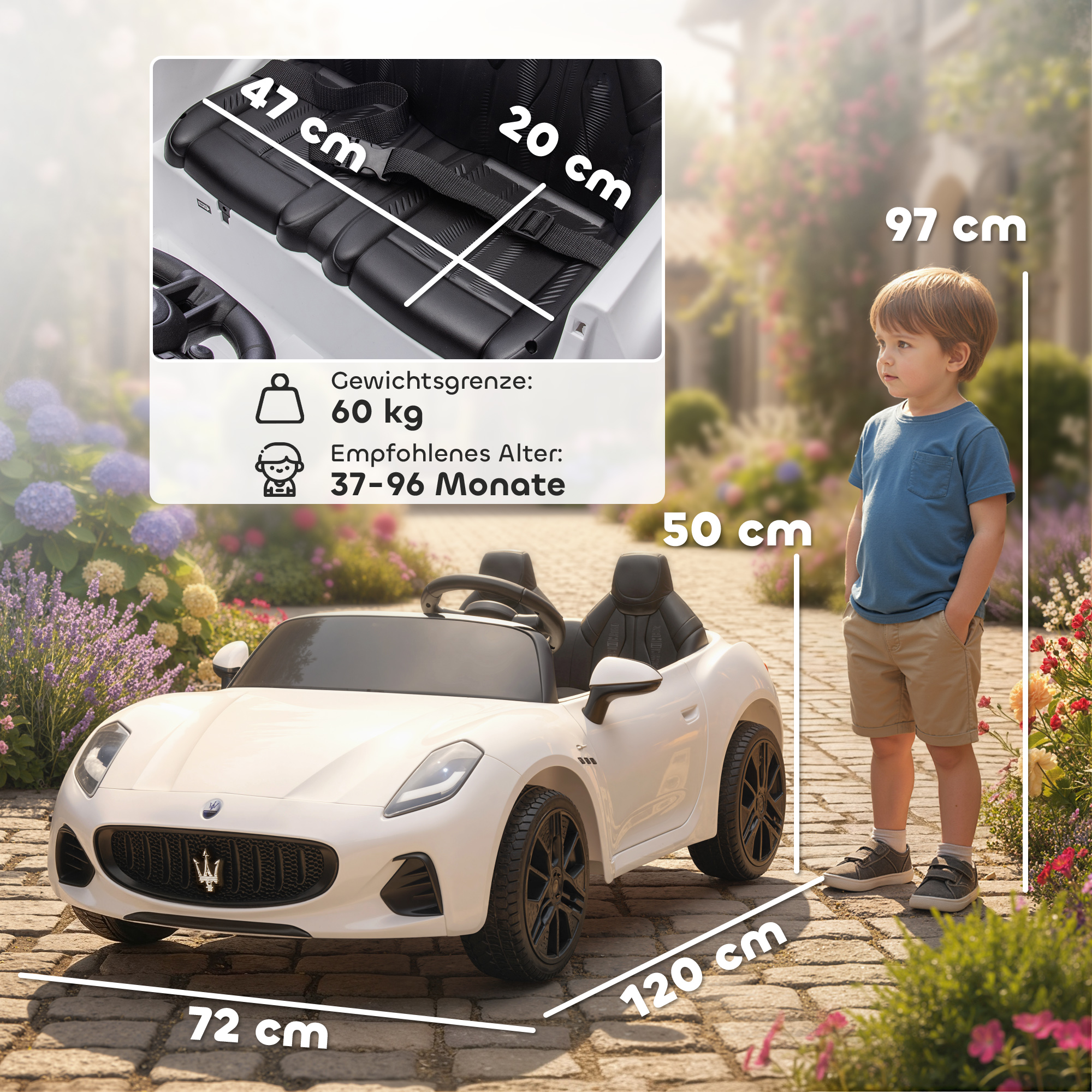 Vaikiškas elektrinis automobilis baltas 2