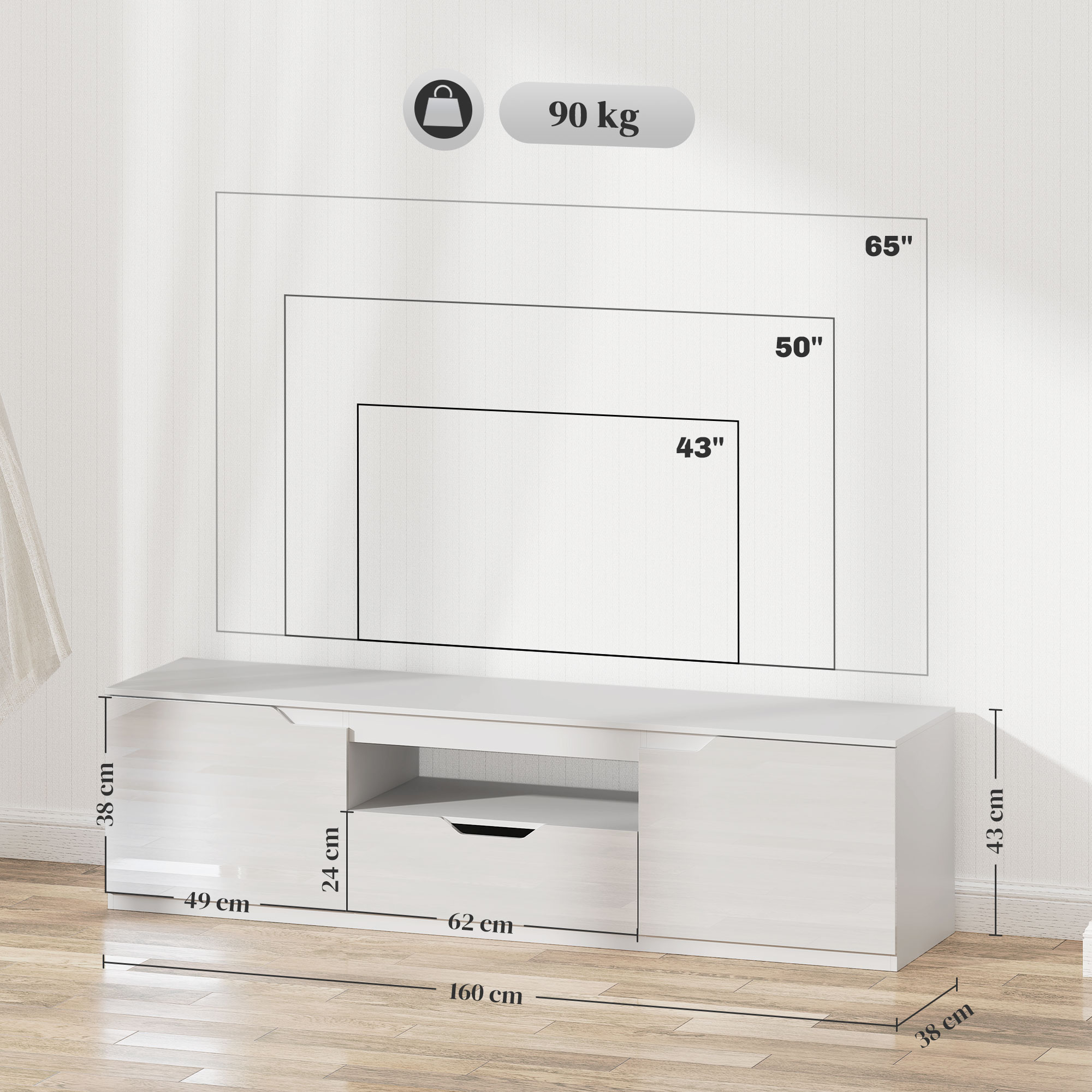 TV staliukas 160 × 38 × 43 cm 2