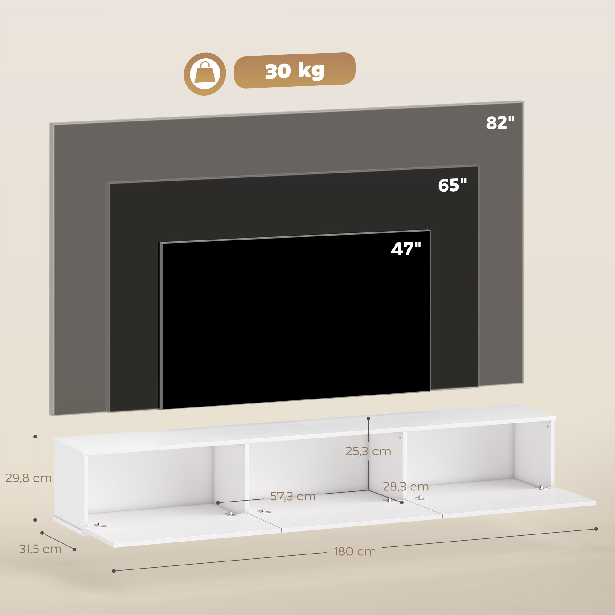 TV spintelė 180 × 31,5 × 29,8 cm 2