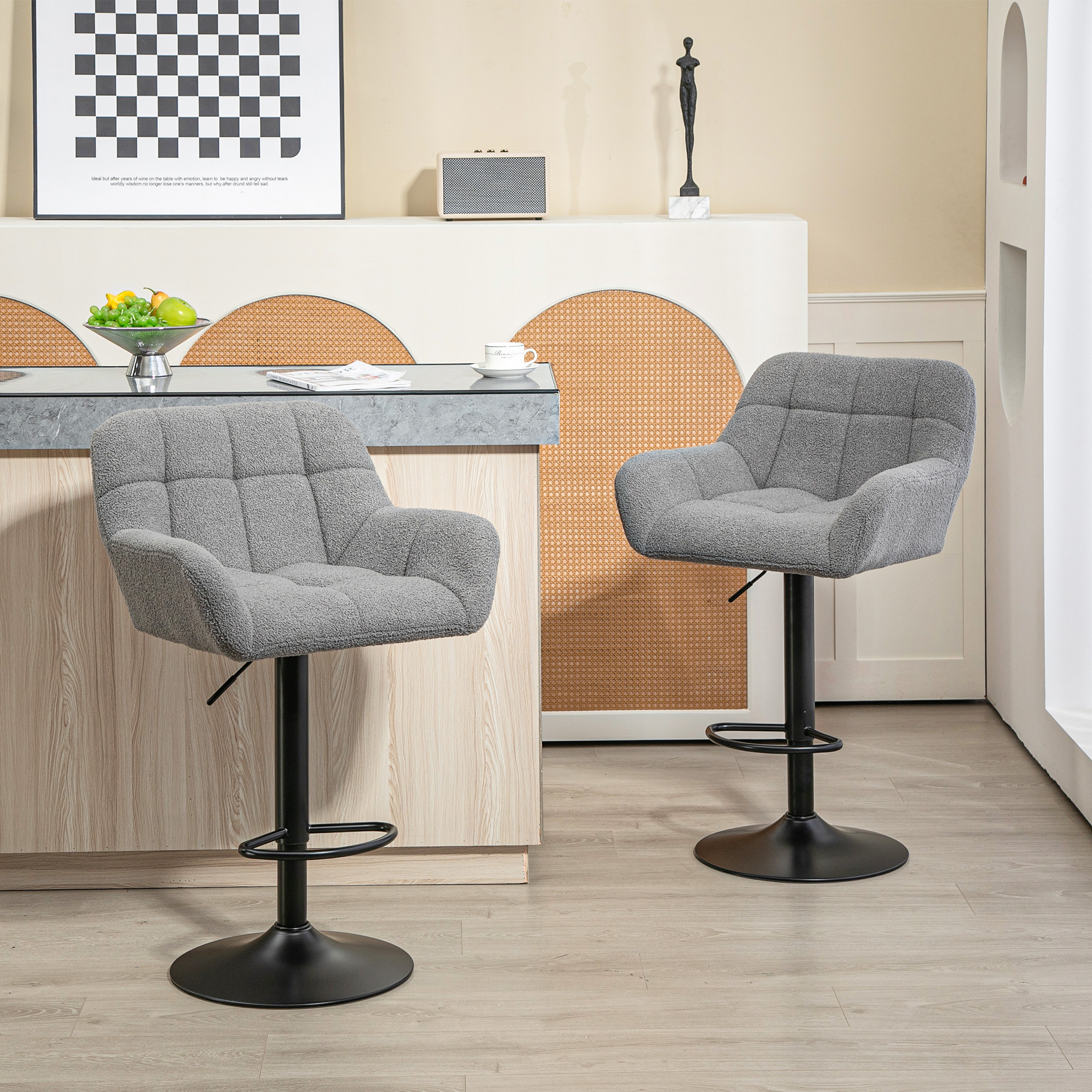 Baro kėdė pilka ir juoda 2 vnt.