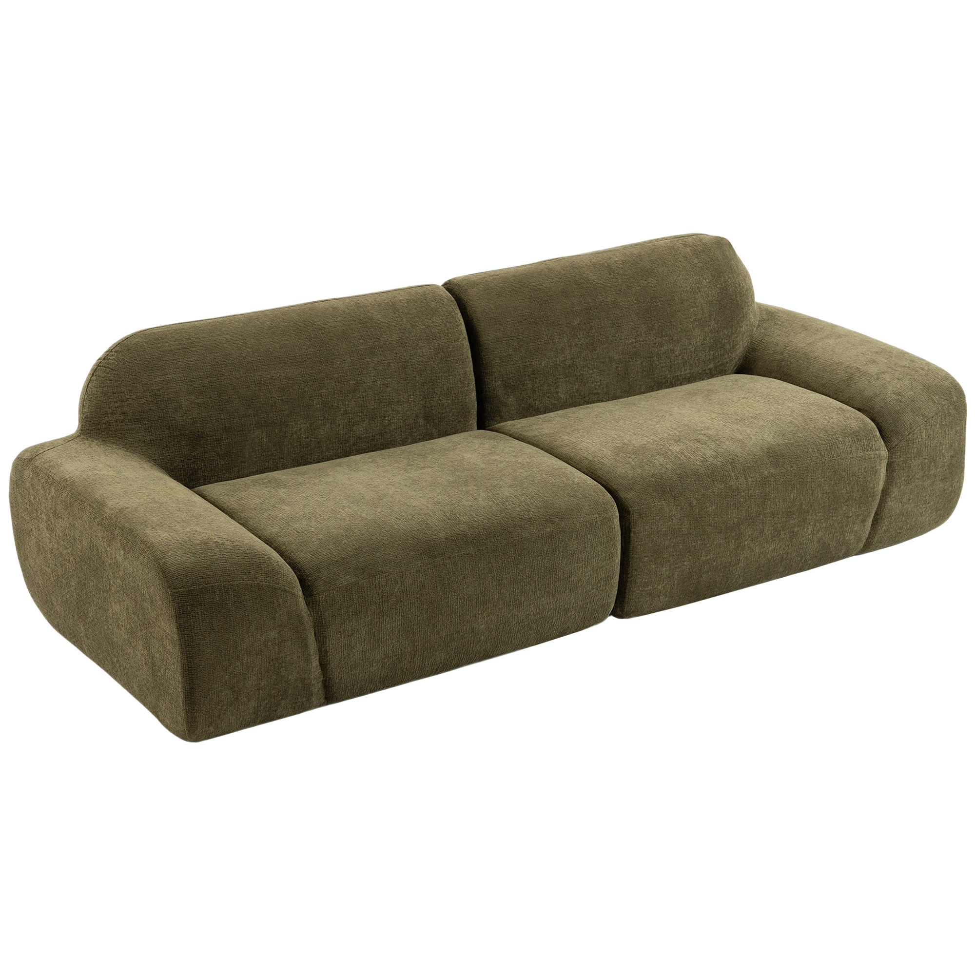 Trivietė sofa, berėmė, tamsiai žalia, 244 × 95 × 70 cm