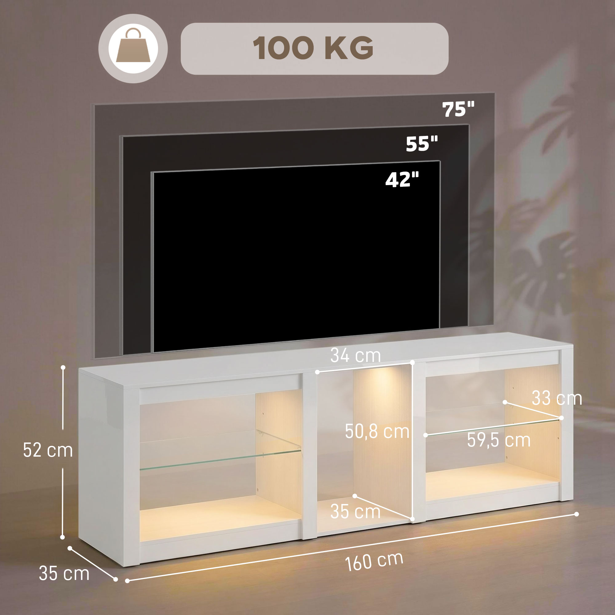 TV spintelė 160 x 35 x 52 cm 2