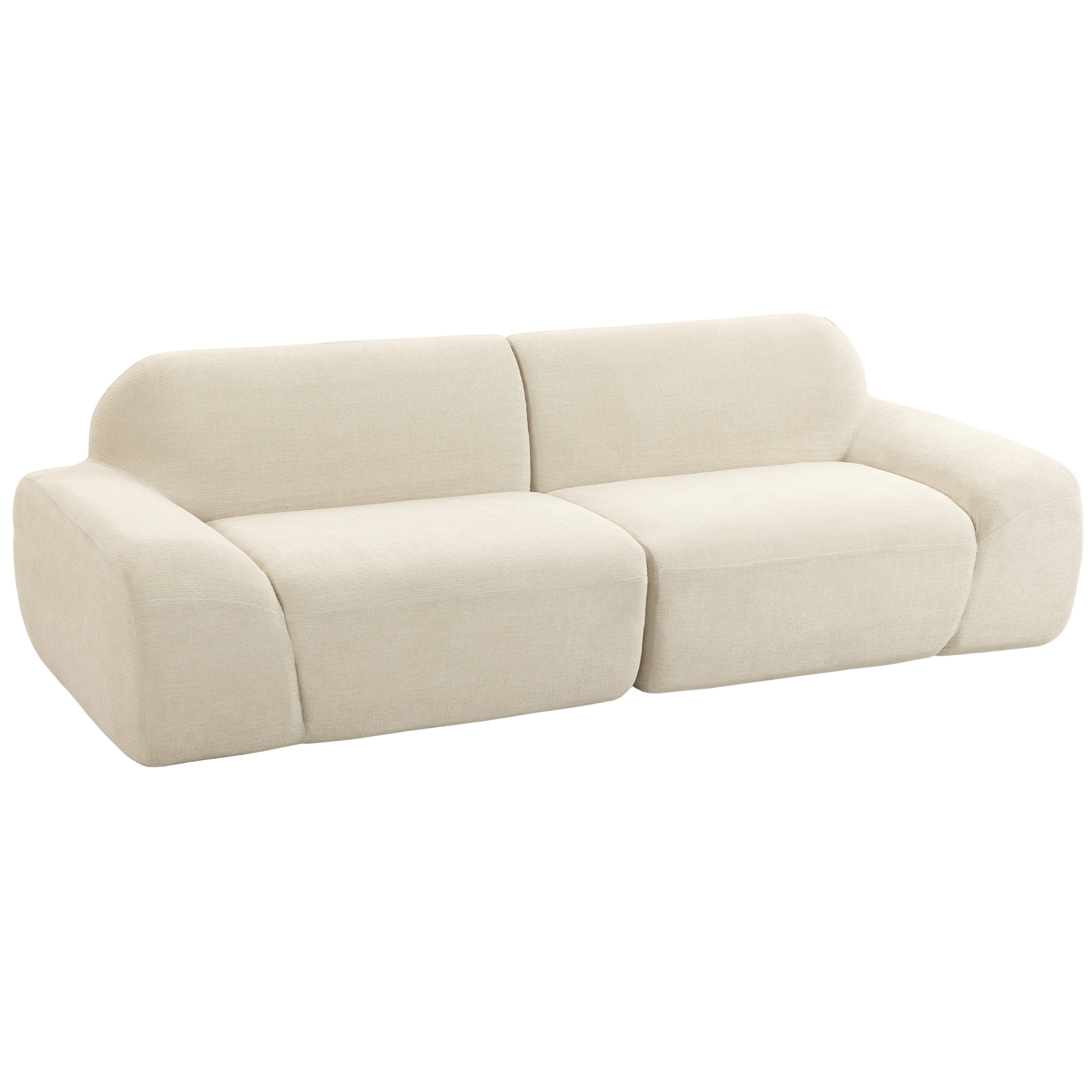 Trivietė sofa, berėmė, kreminės baltos spalvos, 244 × 95 × 70 cm