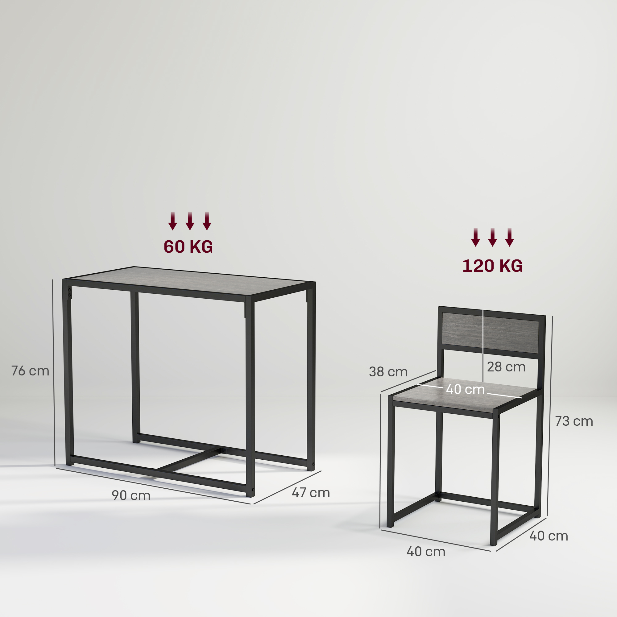 Baro stalo komplektas 90 x 47 x 76 cm 3 vnt. 2