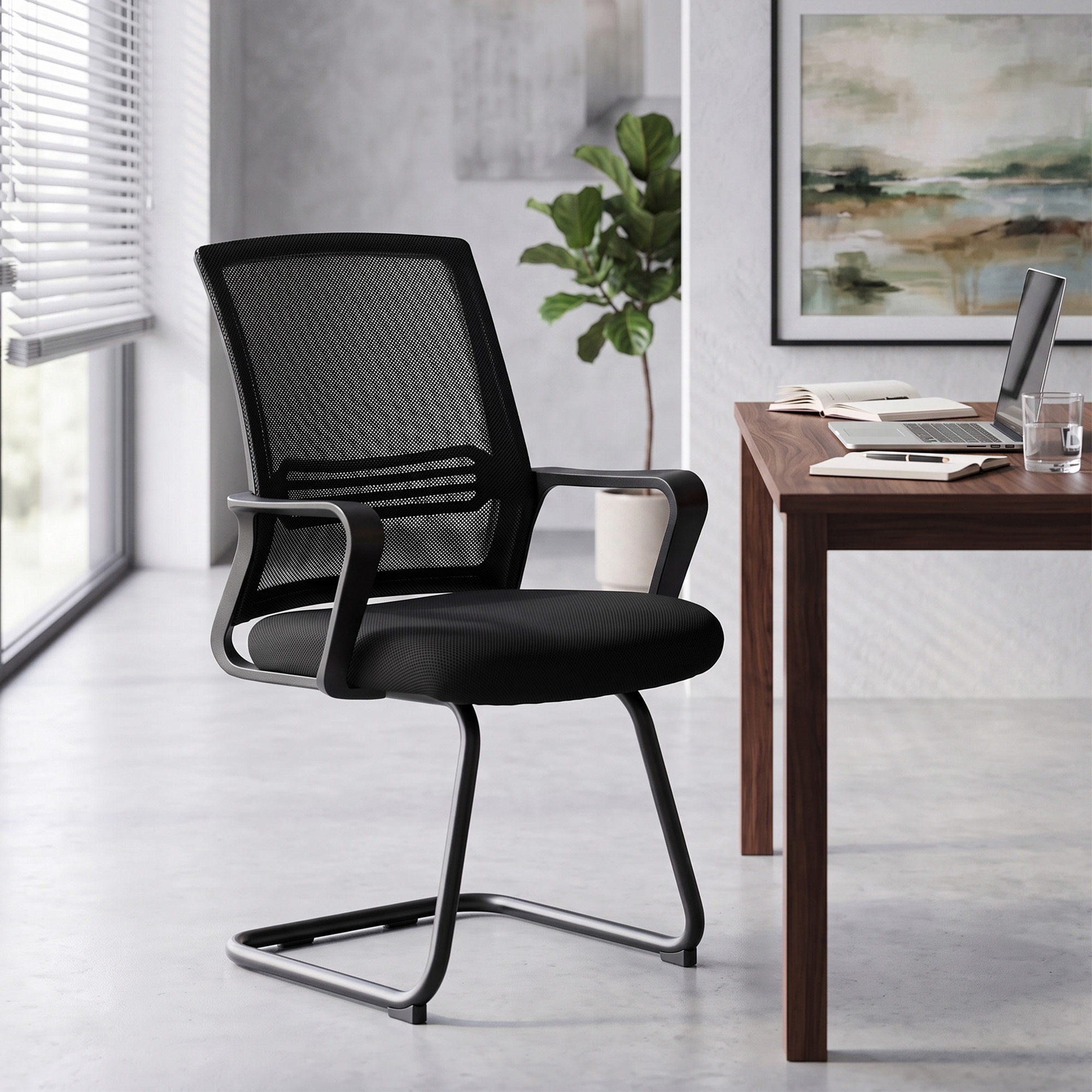 Biuro kėdės su ergonomiška nugarėle ir pavažomis, juodos, 58,5 x 57,5 x 93 cm, 2 vnt.