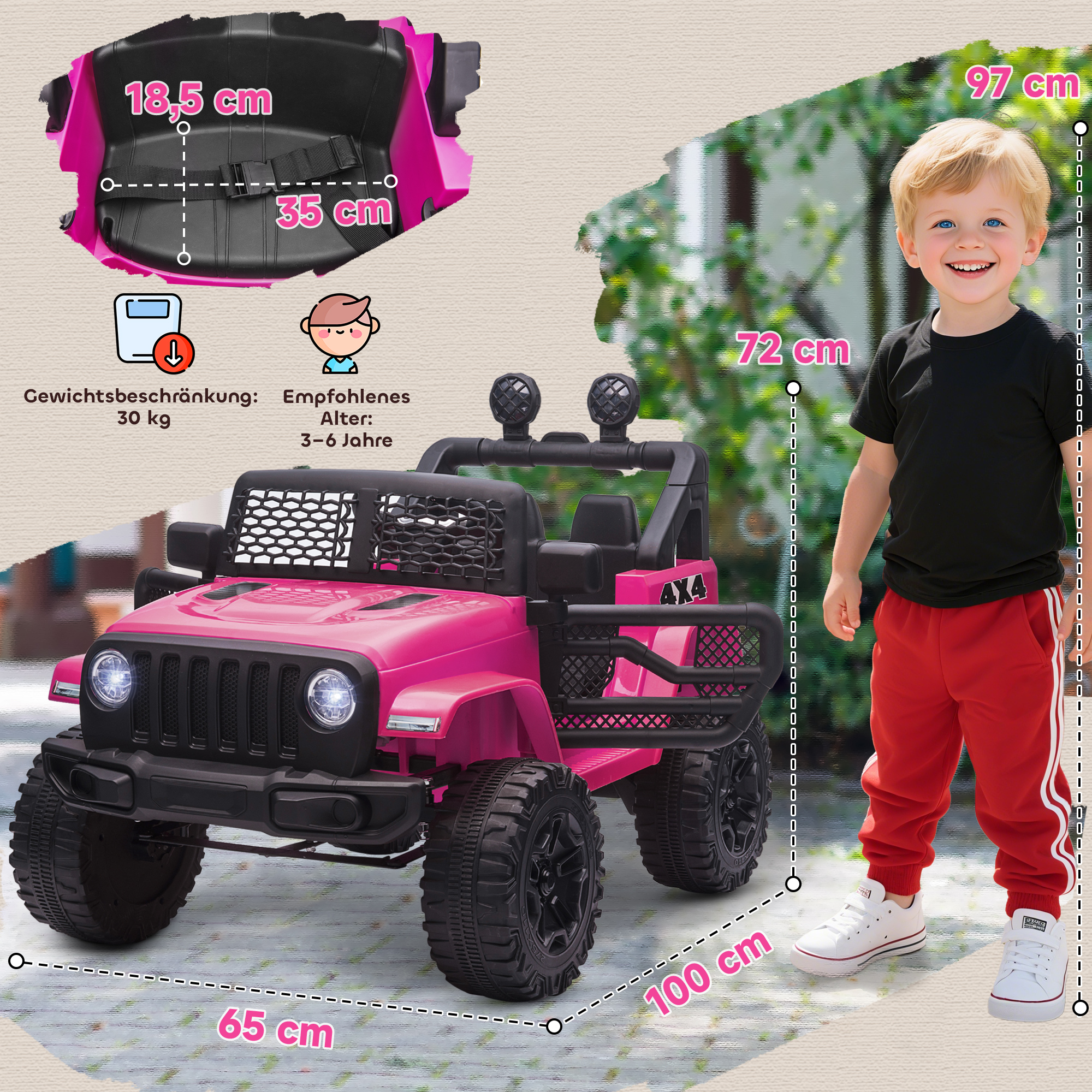 Vaikiškas elektrinis automobilis 100x65x72 cm 2