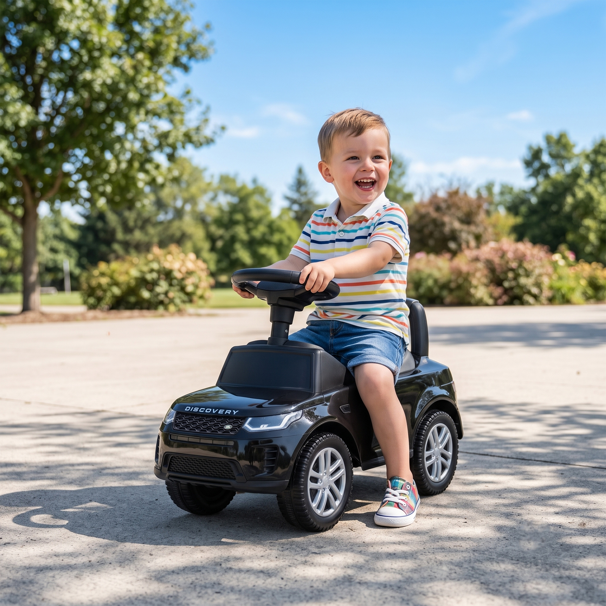 Paspiriama mašinėlė „Land Rover Discovery“ su garsais, juoda, 65,5 × 28 × 42 cm