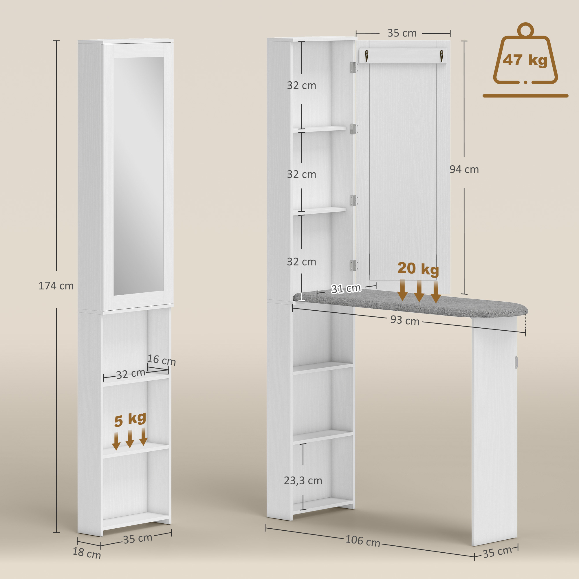Lygintuvo spinta 106x35x174 cm 2