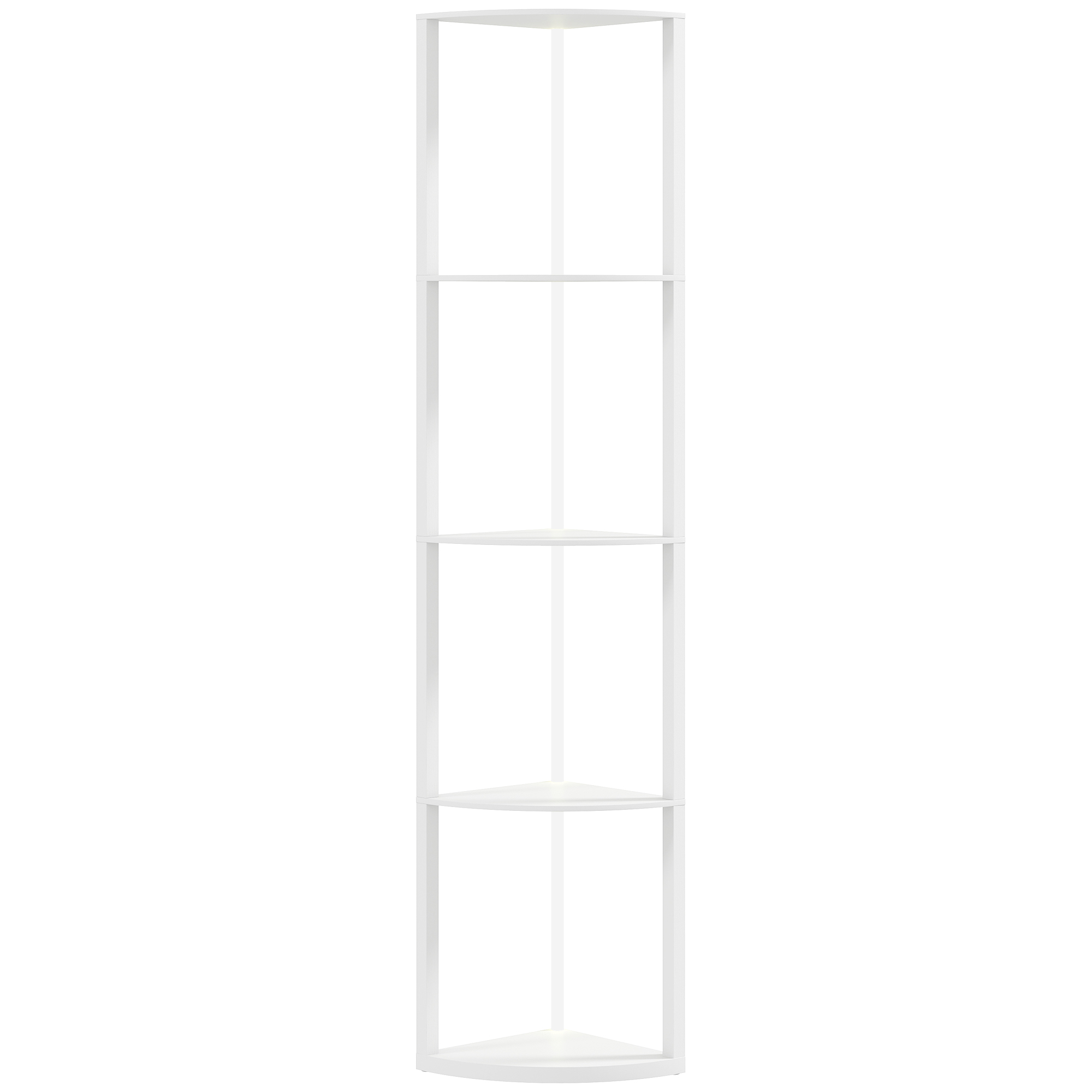 Pastatomas šviestuvas su RGB LED apšvietimu ir 5 lentynomis, baltas, 42 × 29,5 × 163 cm
