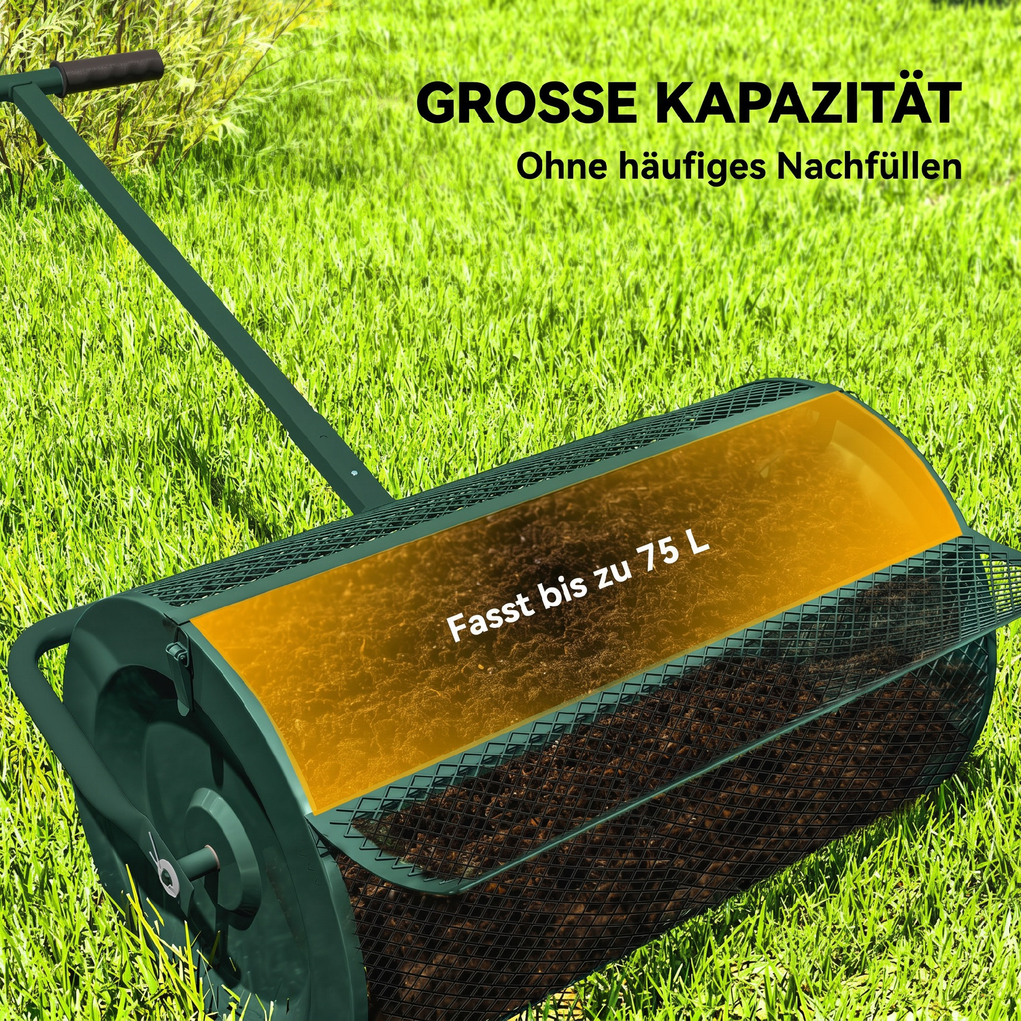Komposto barstytuvas 75 l, žalias, 70 × 40 × 112 cm 3
