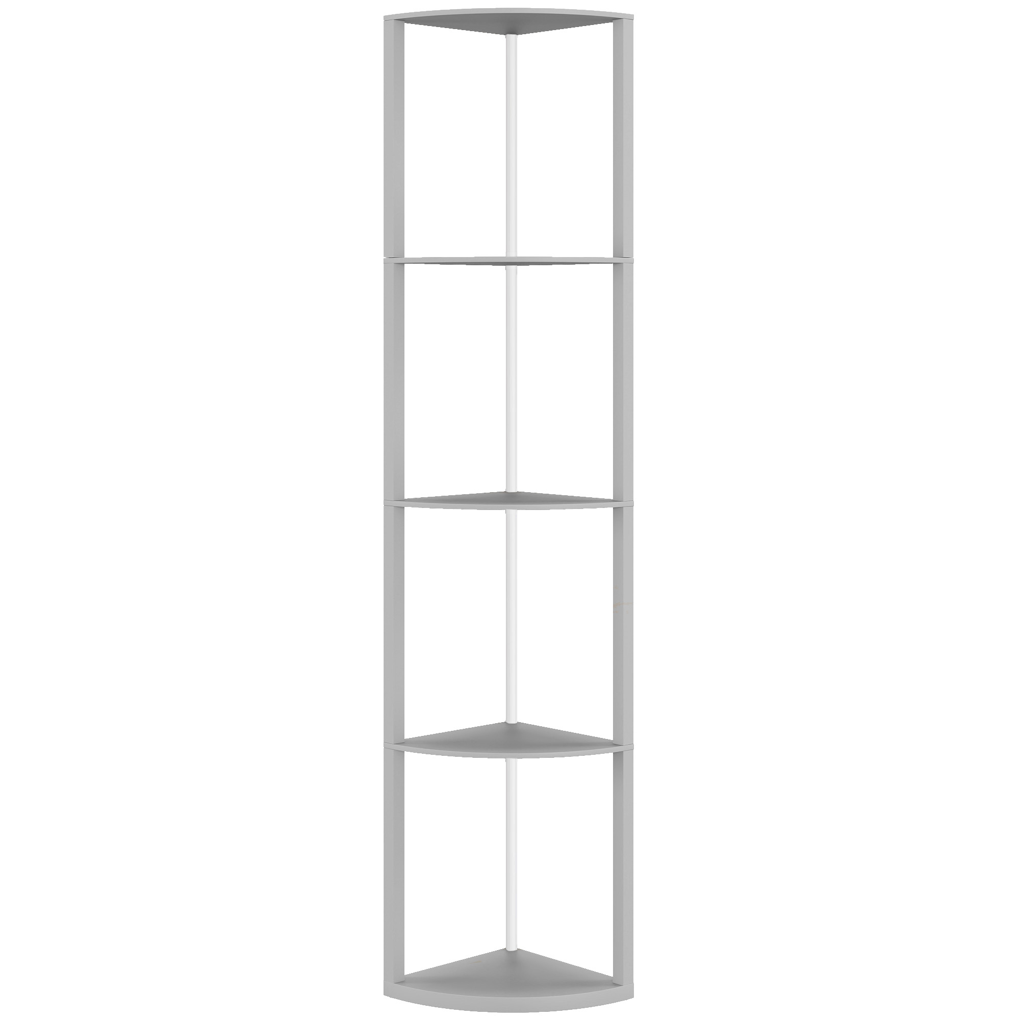 LED pastatomas šviestuvas su 5 lentynomis ir RGB apšvietimu, pilkas ir kreminės baltos spalvos, 42 × 29,5 × 163 cm