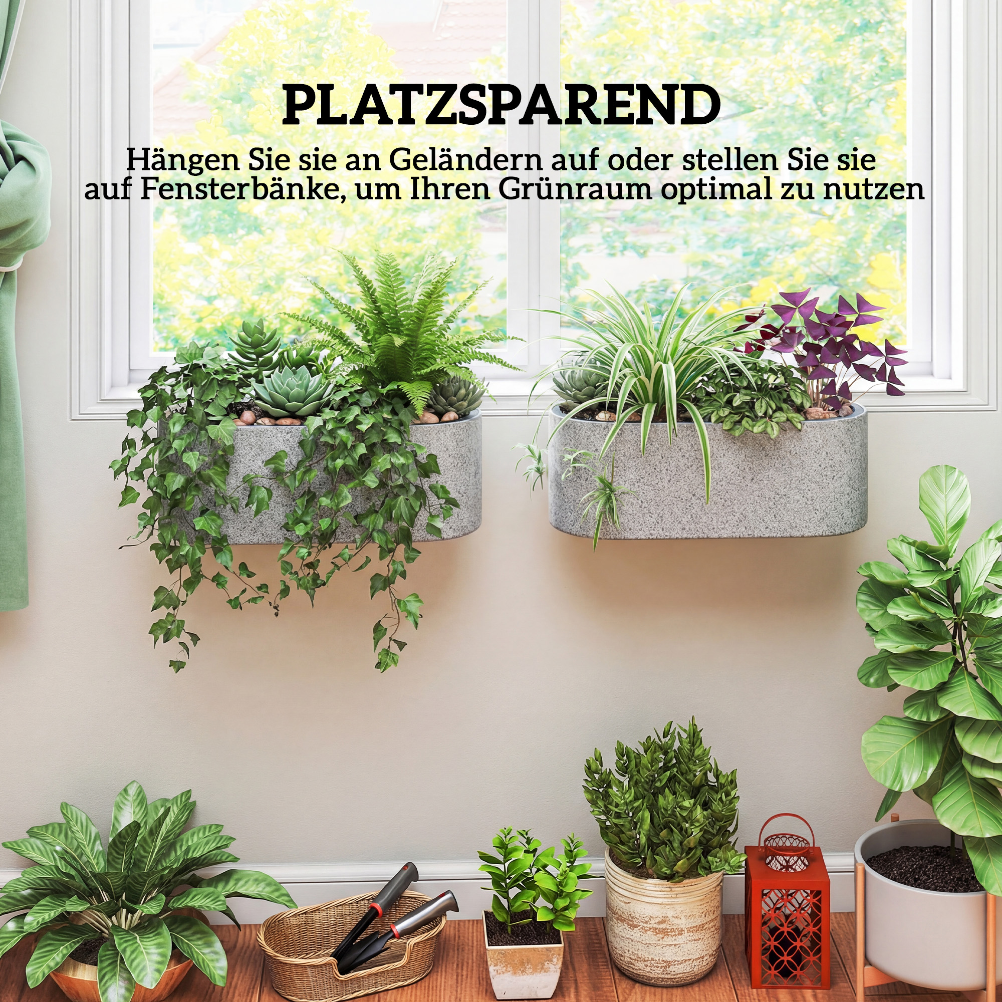 Pakabinami gėlių vazonai 42 x 16 x 15 cm 2 vnt. 3