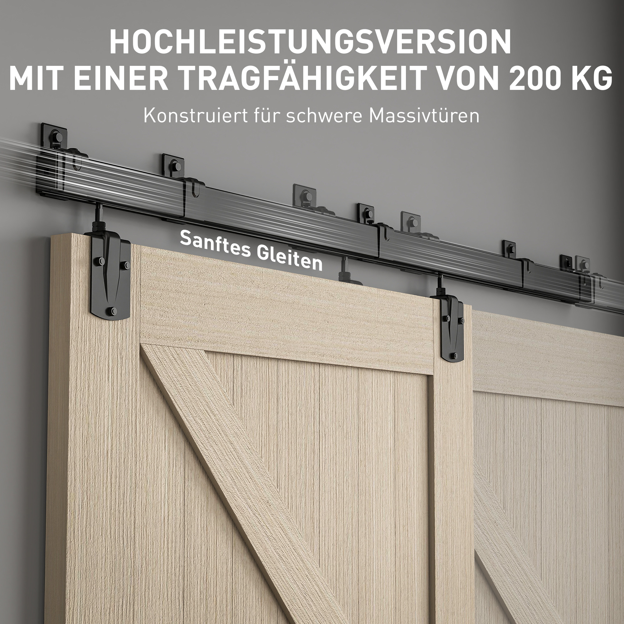 Stumdomų durų apkaustų komplektas 183 cm 3