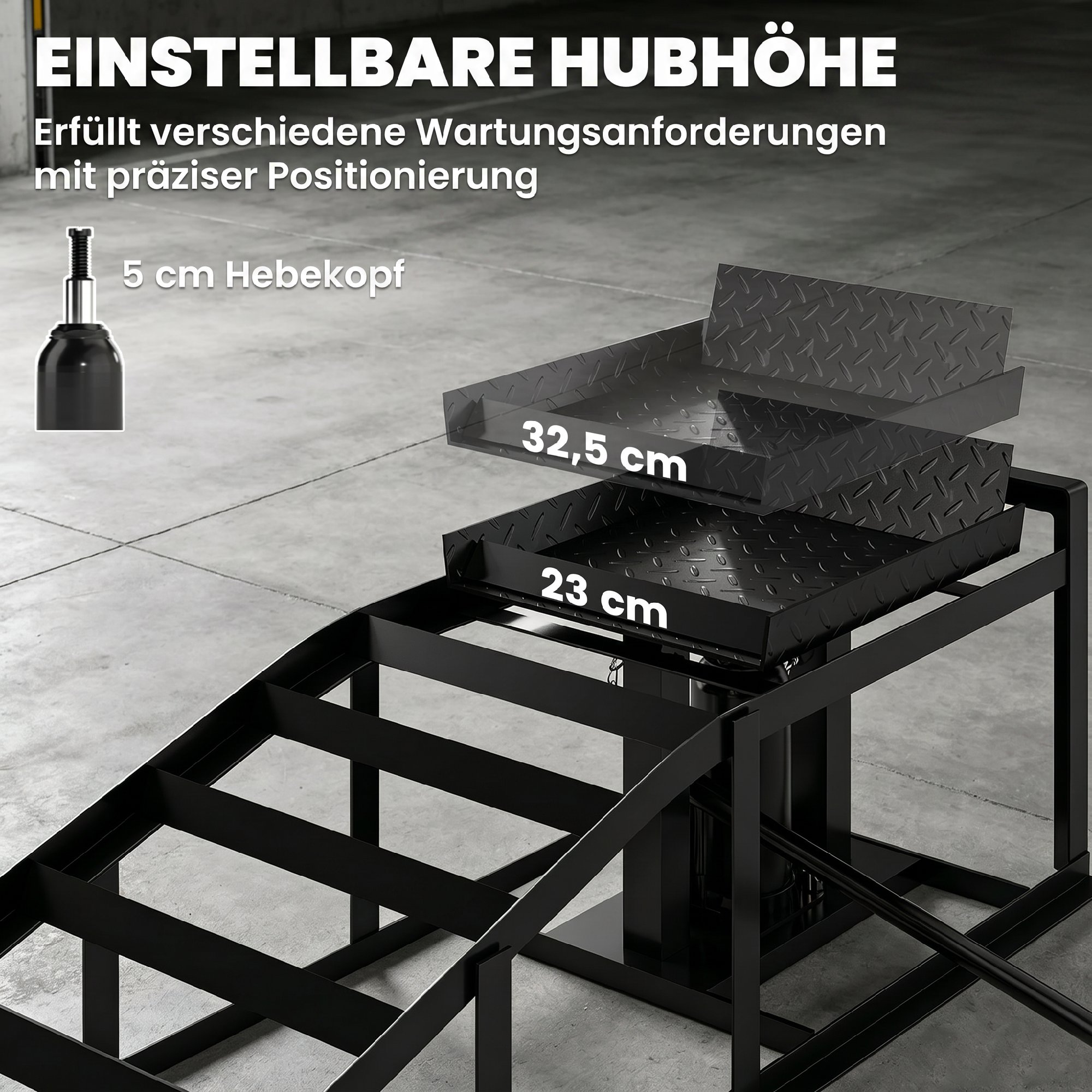 Automobilinės užvažiavimo rampos su hidrauliniais keltuvais, juodos, 114 × 34,5 × 23–32,5 cm, 2 vnt. 3