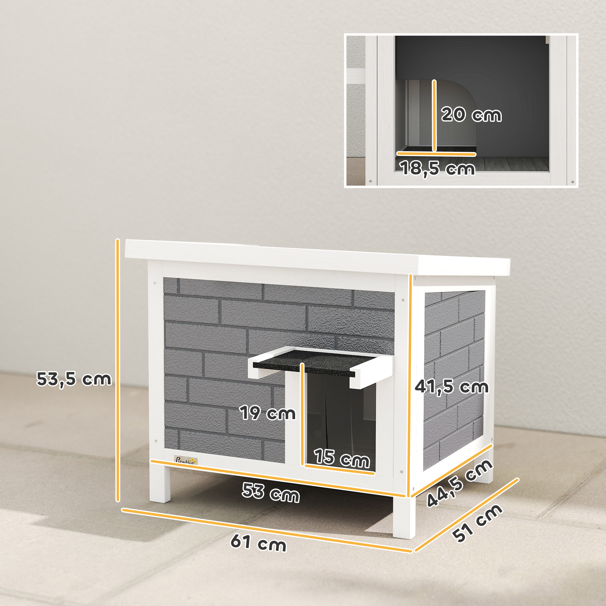 Lauko kačių namelis su 14 mm aliuminio izoliacija ir atverčiamu stogu, baltas, juodas ir pilkas, 61 x 51 x 53,5 cm 2