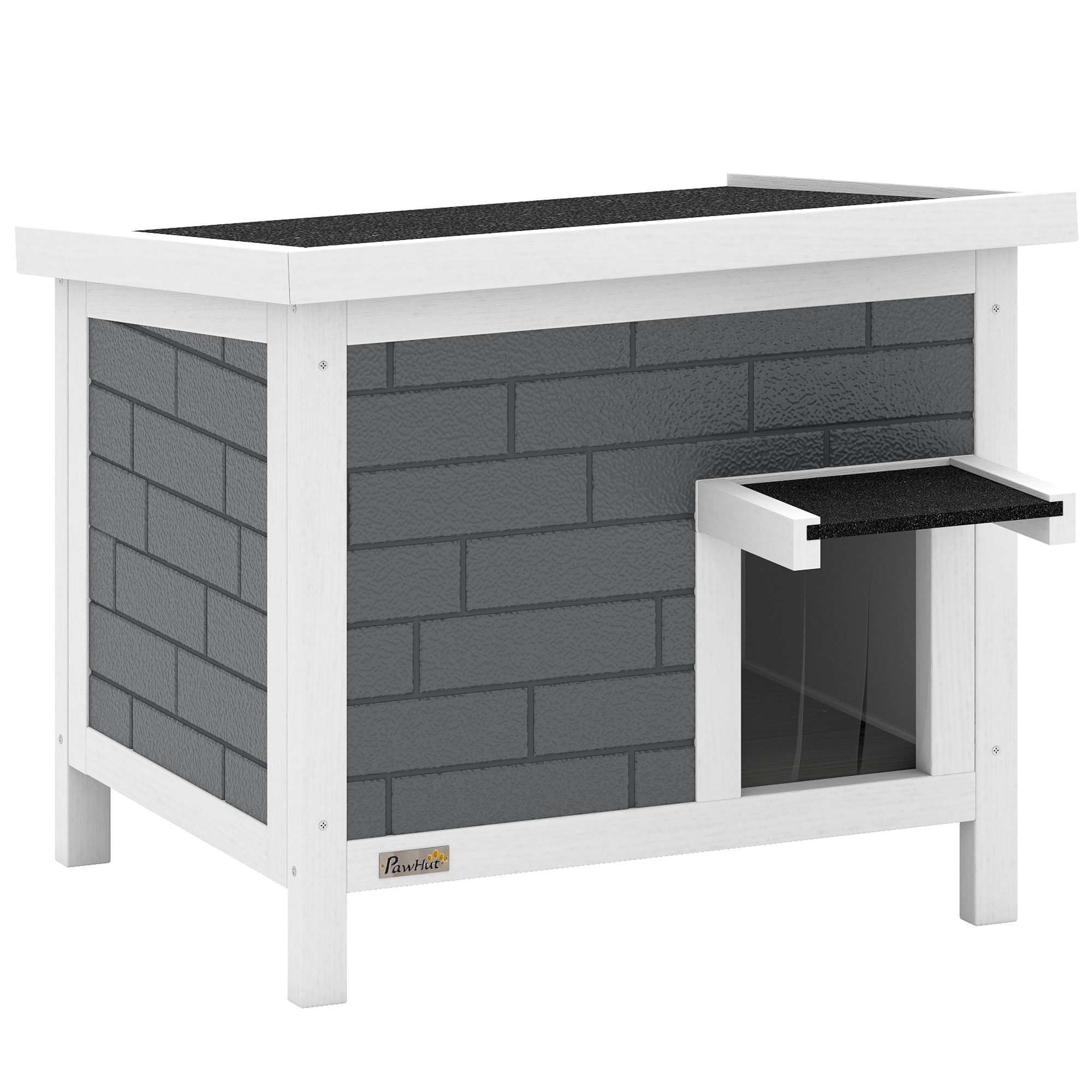 Lauko kačių namelis su 14 mm aliuminio izoliacija ir atverčiamu stogu, baltas, juodas ir pilkas, 61 x 51 x 53,5 cm