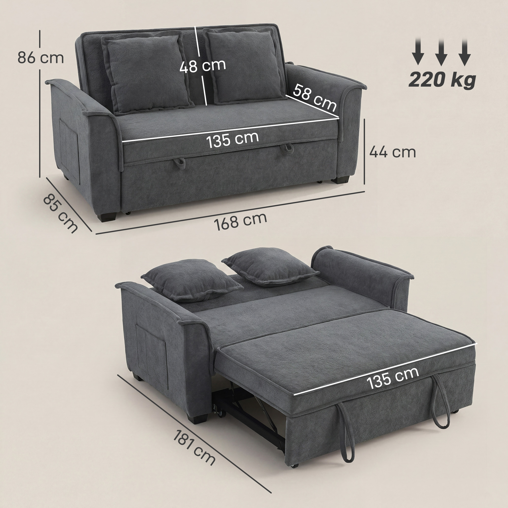 Futoninė sofa 168 x 85 x 86 cm 2