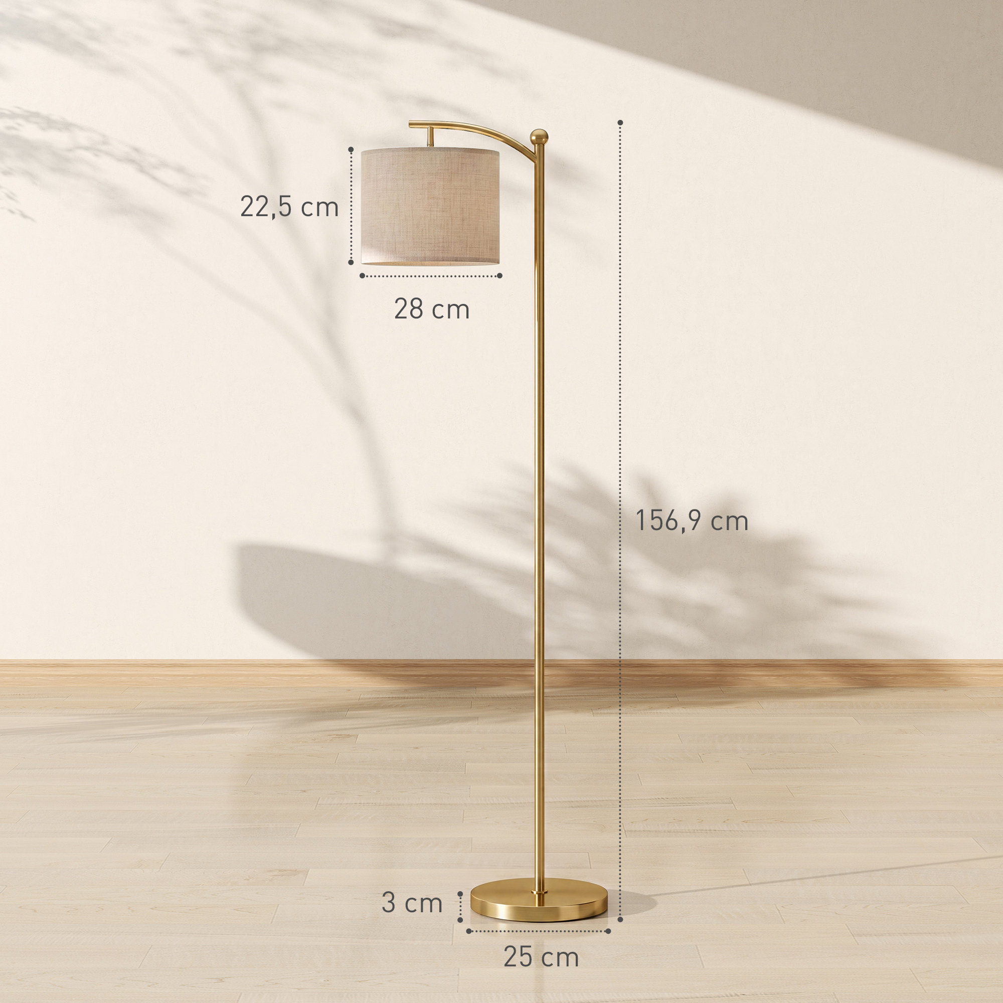 Pastatomas šviestuvas su nuotolinio valdymo pultu, reguliuojama šviesa, aukso ir kreminės spalvų, 54,3 × 30,6 × 159,6 cm 2