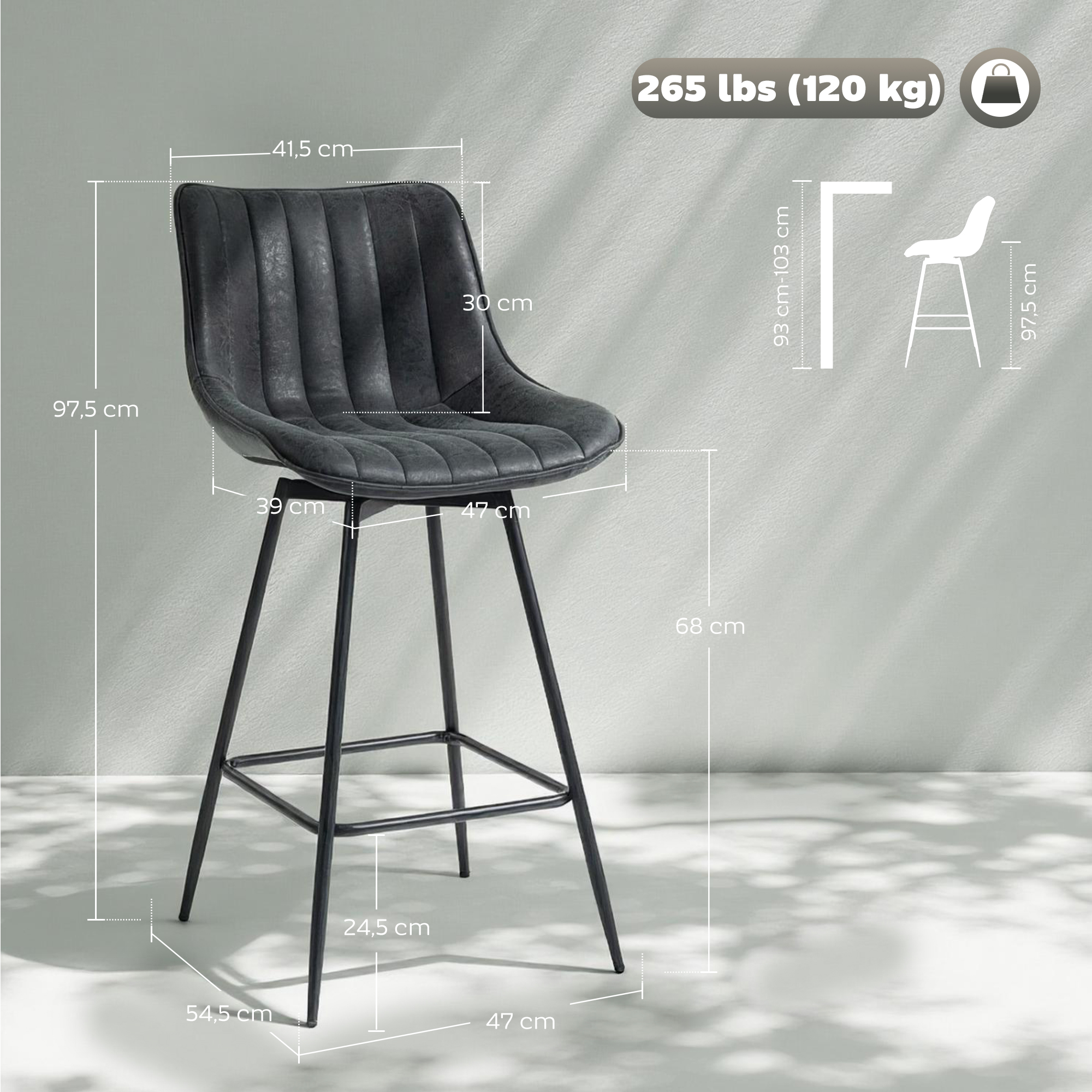 Baro kėdės 68 cm 2 vnt. 2