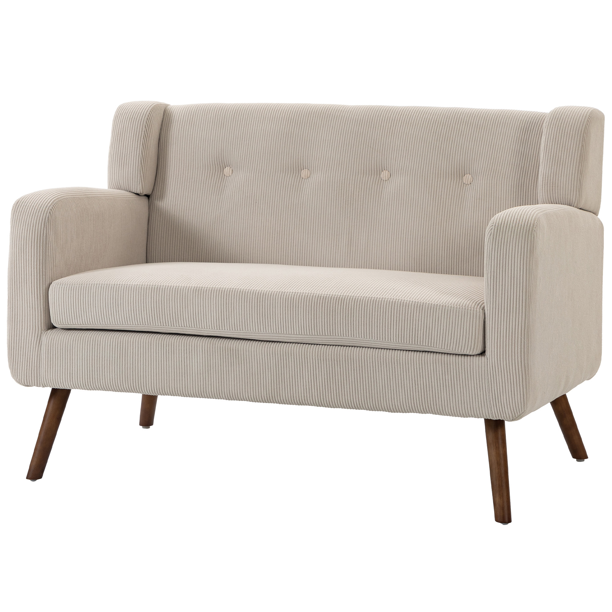 Dvivietė sofa su kišeninėmis spyruoklėmis ir velvetiniu audiniu, smėlinė/riešutmedžio, 118 × 72 × 80 cm