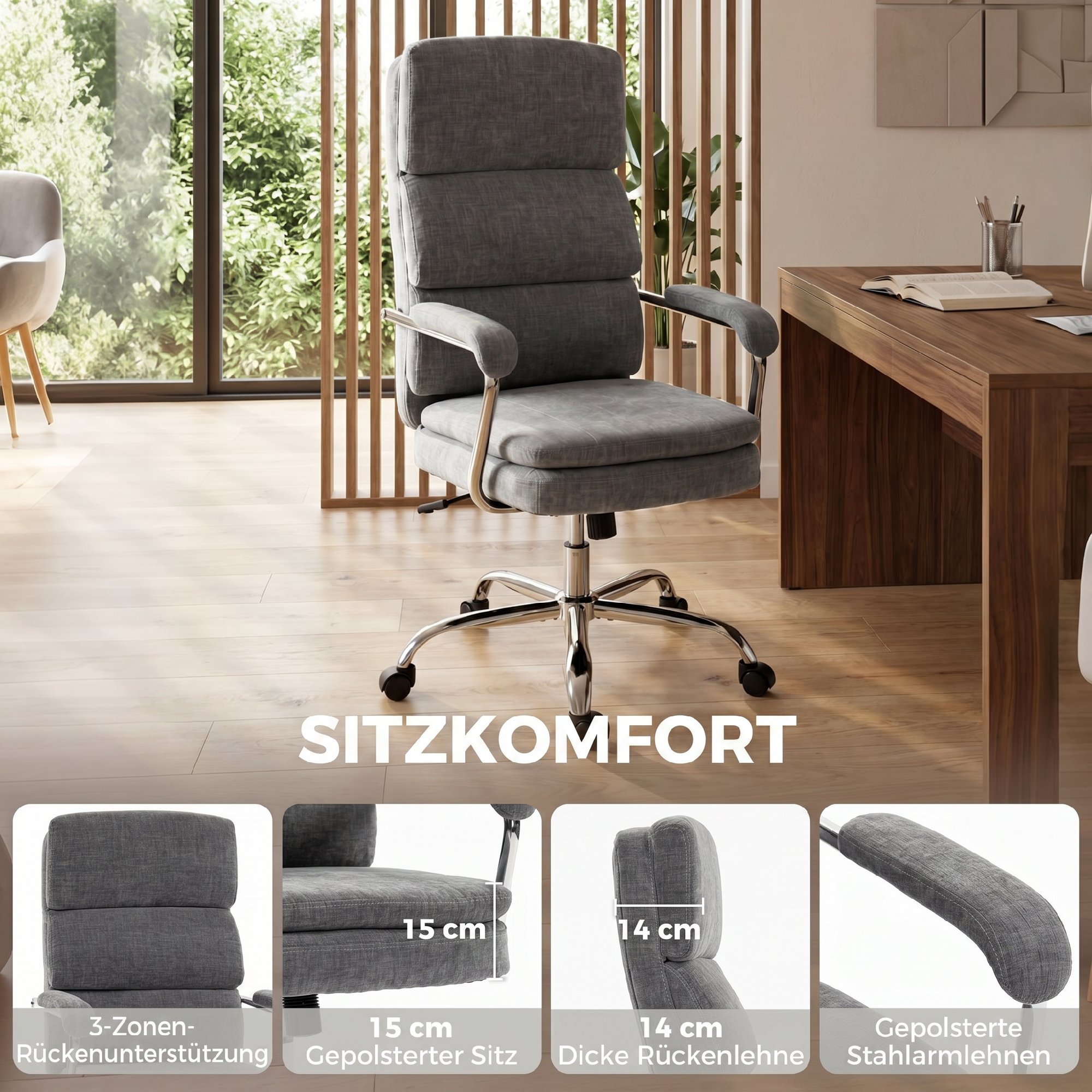 Biuro kėdė Pilka+sidabrinė 3