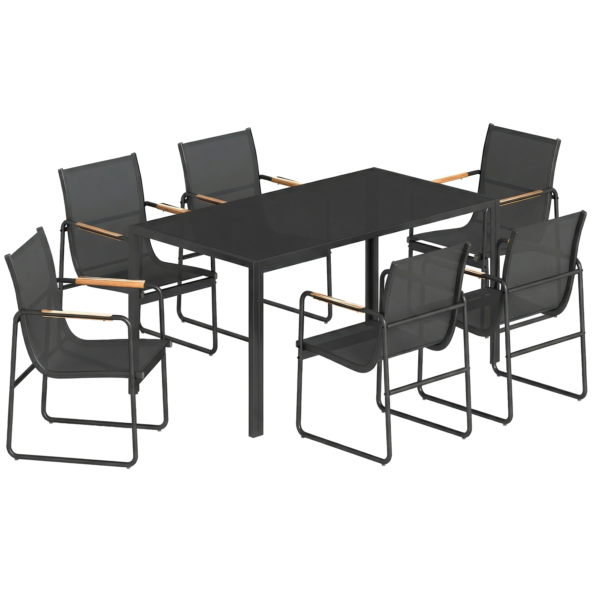 Sodo baldų komplektas 150 x 80 cm 7 vnt.