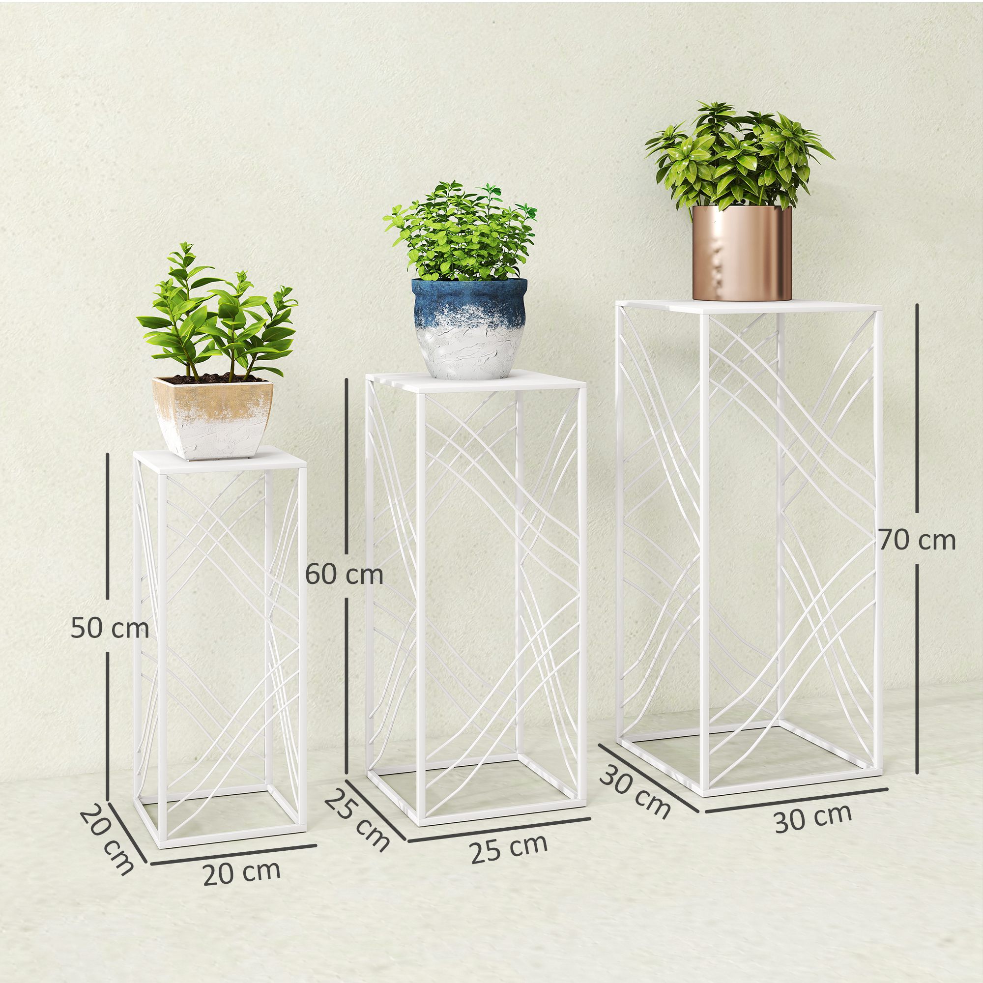 Gėlių stovai 50/60/70 cm 3 vnt. 2