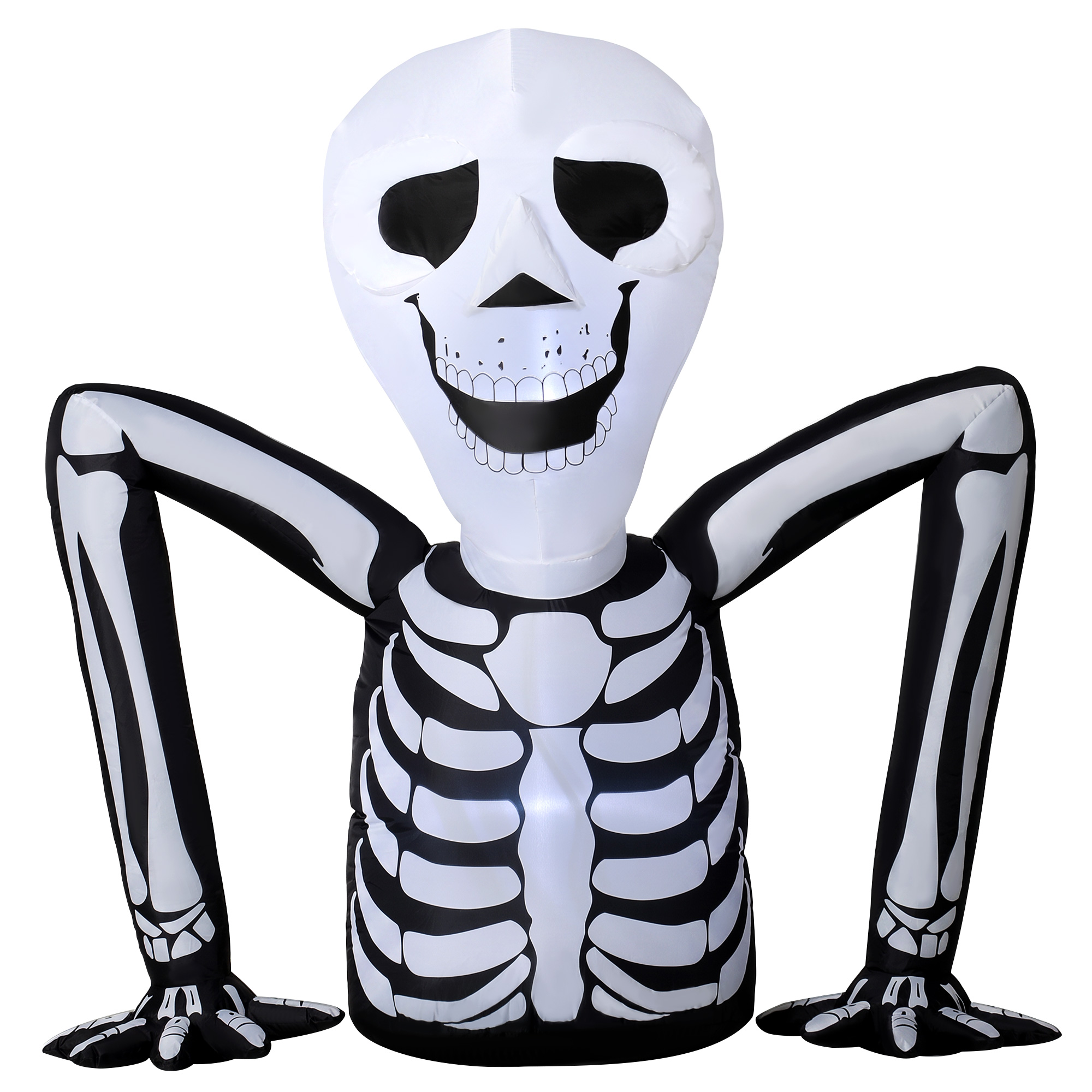 Pripučiamas Helovino skeletas, ropojantis, su LED apšvietimu, juodos ir baltos spalvos, 153 x 53 x 142 cm