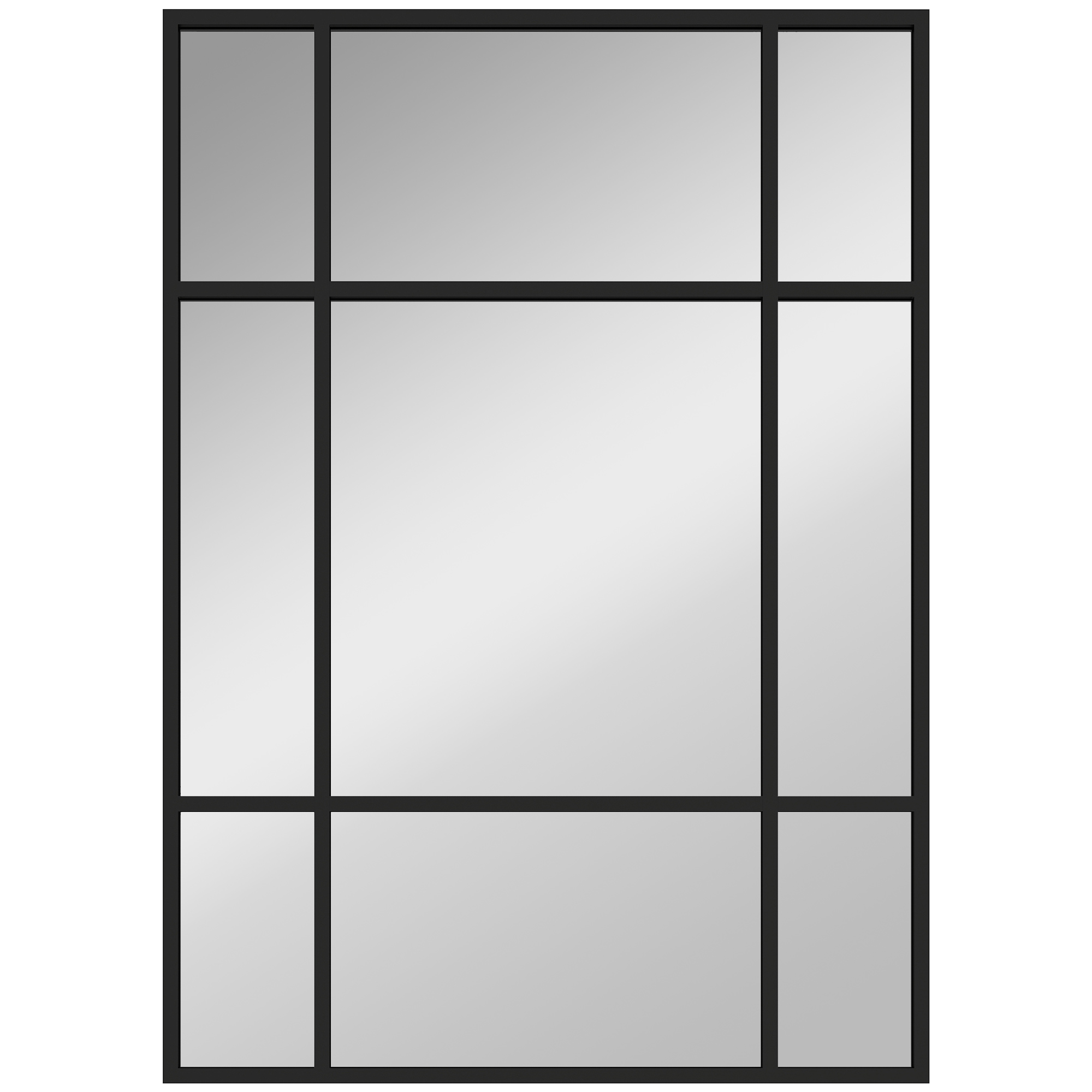 Sieninis veidrodis su metaliniu rėmu ir 9 segmentų tinkleliu, juodas, 50 x 2 x 70 cm
