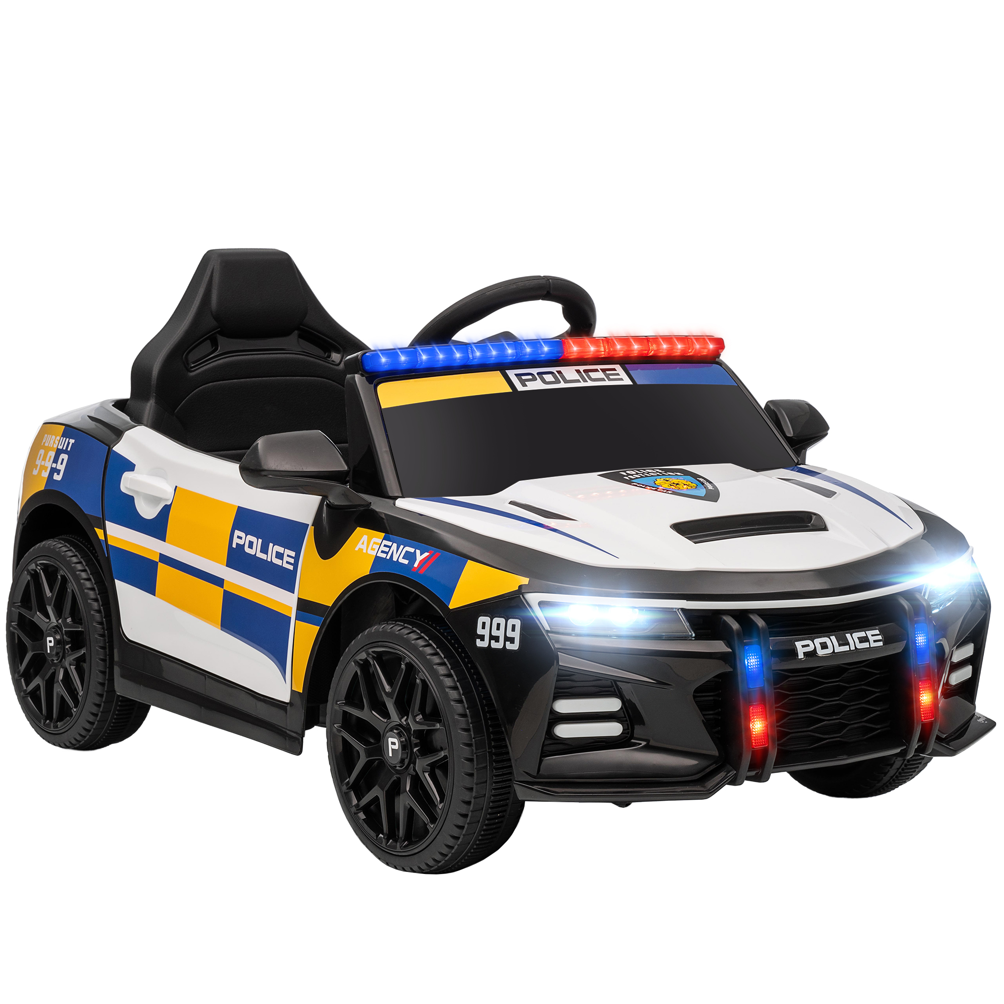 Vaikiškas policijos elektromobilis su nuotolinio valdymo pultu, 96 × 60 × 45 cm