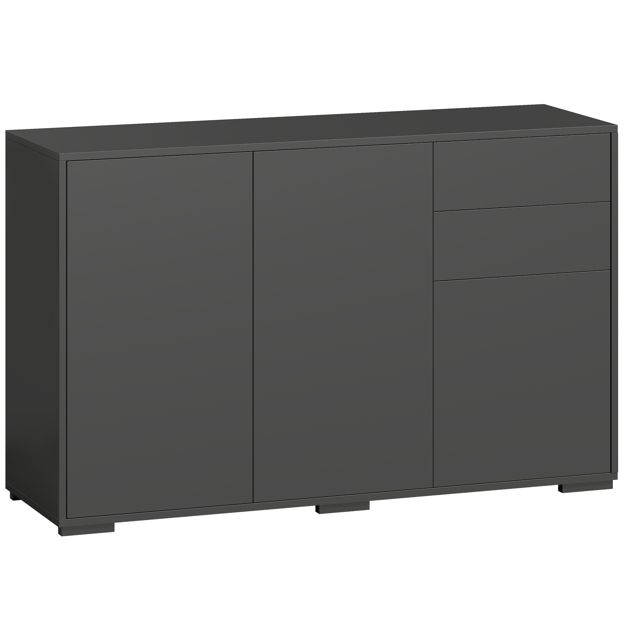 Komoda su 2 stalčiais ir „Push-Click“ mechanizmu, juoda, 117 × 36 × 74 cm