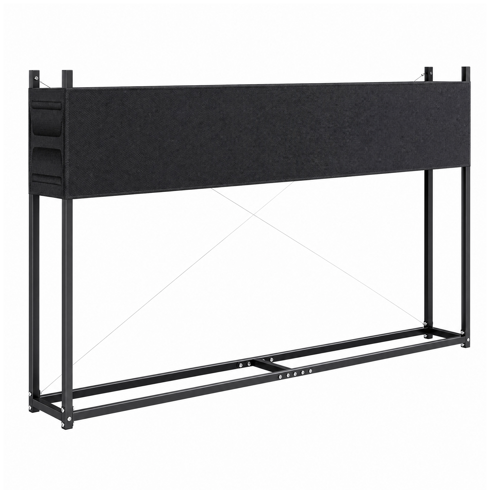 Malku plaukts ar 600D Oxford pārsegu, līdz 500 kg, melns, 202 × 25 × 113 cm