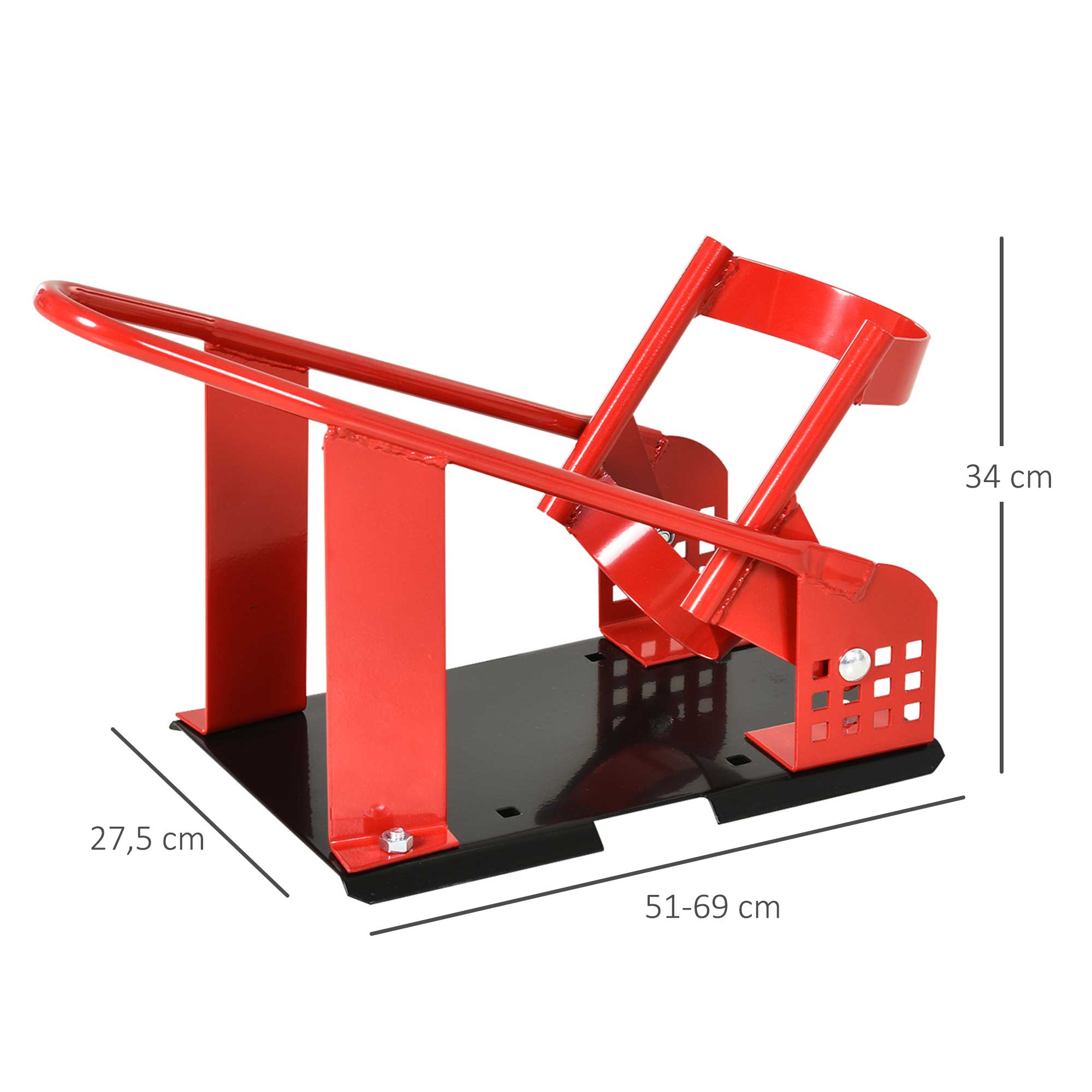 Motociklo priekinio rato stovas, 12 padėčių, iki 450 kg, juodos ir raudonos spalvos, 27,5 × 51–69 × 34 cm 2