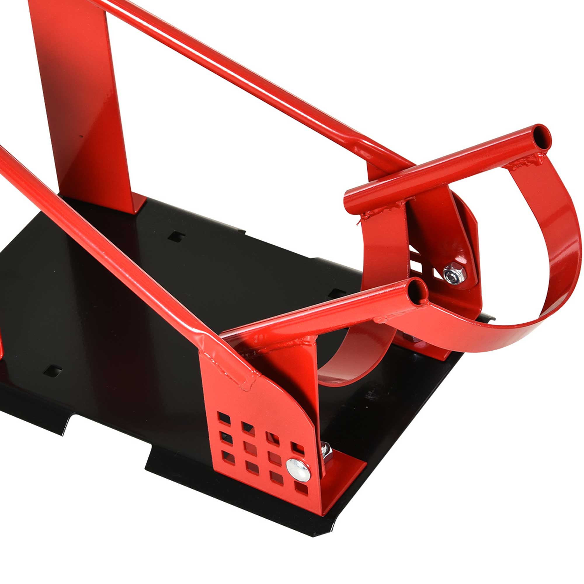 Motociklo priekinio rato stovas, 12 padėčių, iki 450 kg, juodos ir raudonos spalvos, 27,5 × 51–69 × 34 cm 3